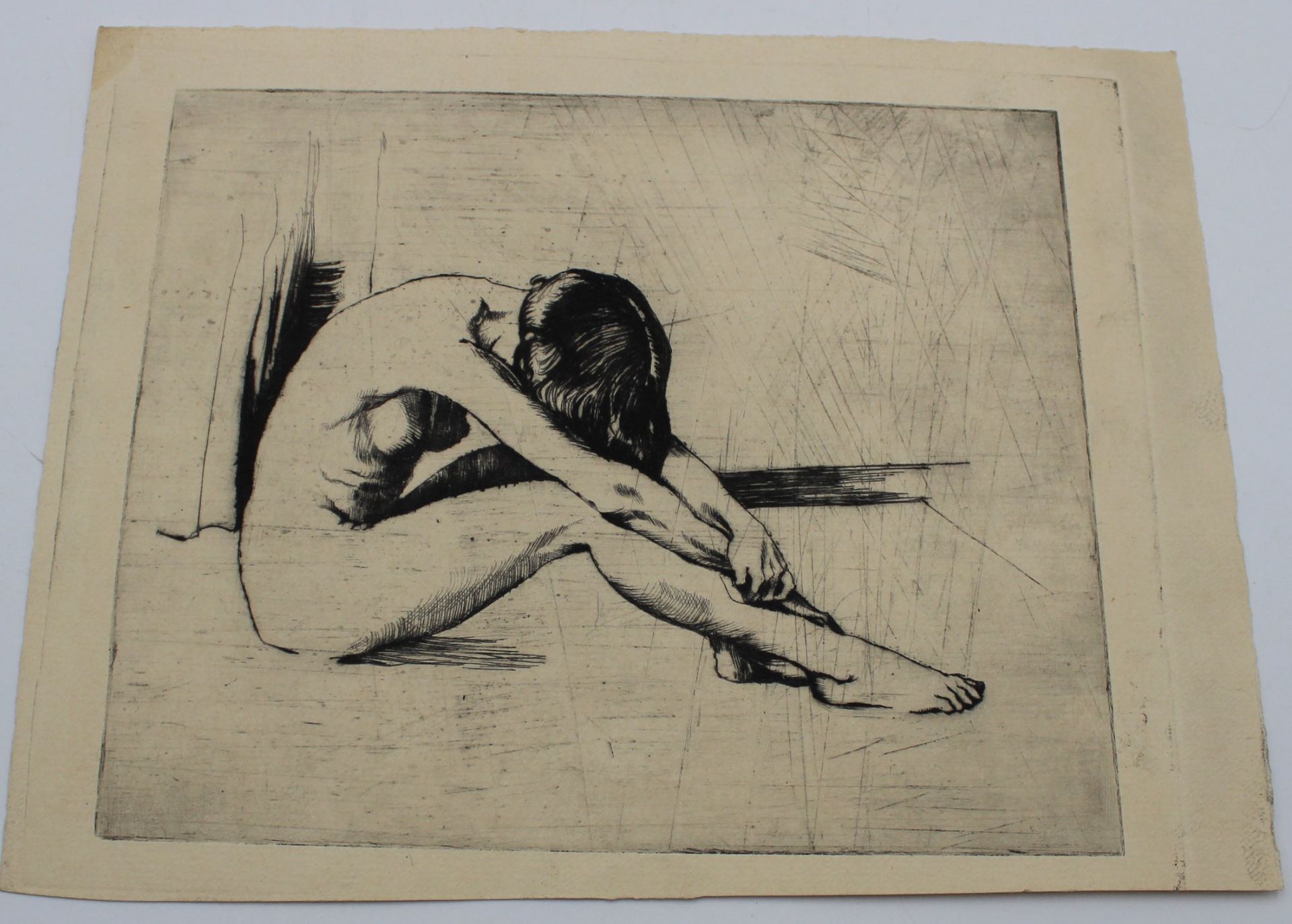 unsignierte Radierung, weibl. Akt, Ernst Fuchs ?, ungerahmt, BG 20 x 26cm. - Image 2 of 3
