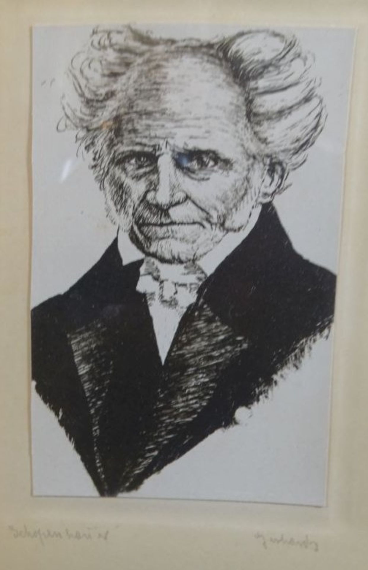 Otto GERHARDS (1895-?), Prtrait Schopenhauer, Radierung?, ger/Glas, RG 25x16 cm - Image 2 of 5
