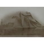 gerahmtes Foto, Schooner Elise Cap. W.Kruse 1864, alte gerahmt, RG 35 x 43cm.