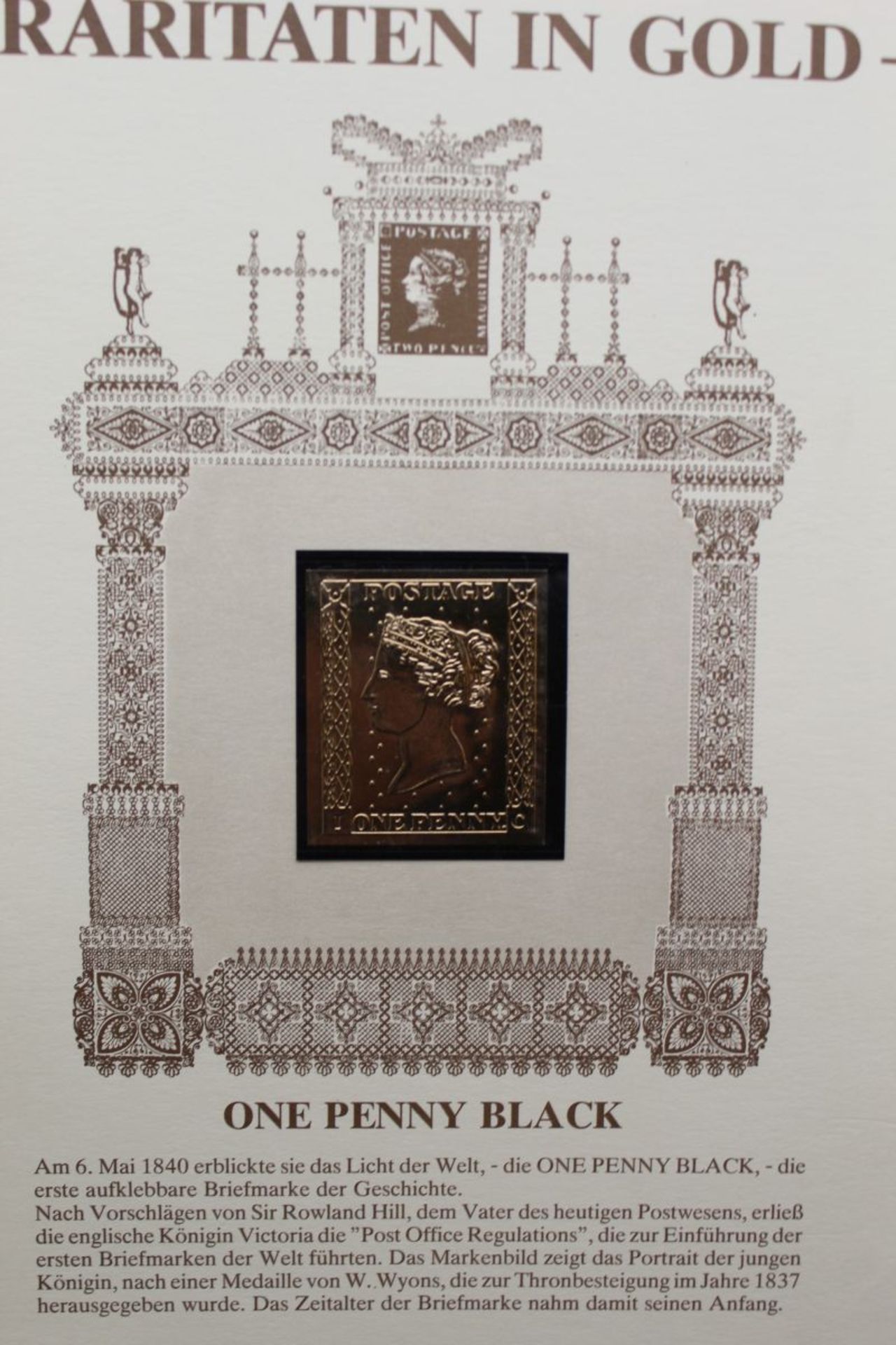 Ordner mit 19 Blättern "Raritäten in Gold" Briefmarken, Feingold-Auflage - Image 5 of 6