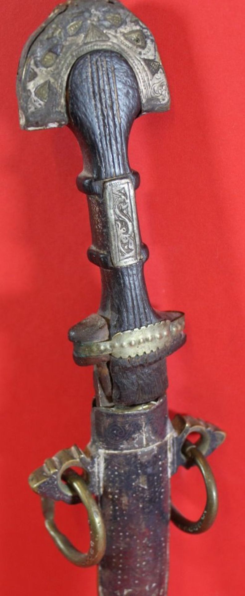 Krummdolch in Messingscheide, L-38 cm, Gebrauchsspuren - Bild 2 aus 8