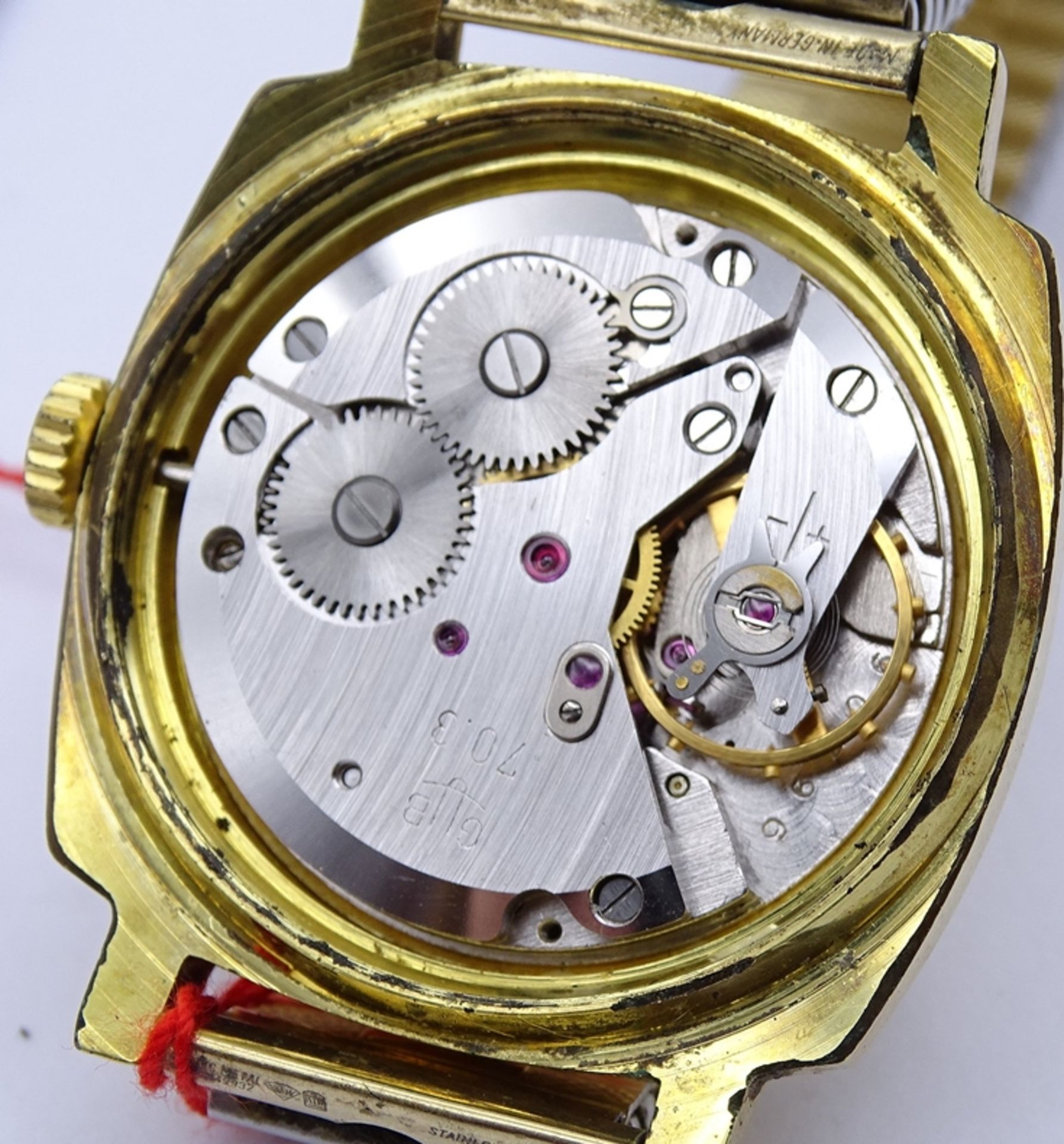 Herren Armbanduhr "Glashütte", Q1, Chronometer,Cal. 70.3 mechanisch, Werk läuft, Gehäuse 35 x 35mm, - Image 10 of 10