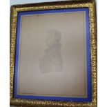 Biedermeier-Seitenportrait eines jungen Mannes, verso beschriftet, ger/Glas, RG 21x19 cm