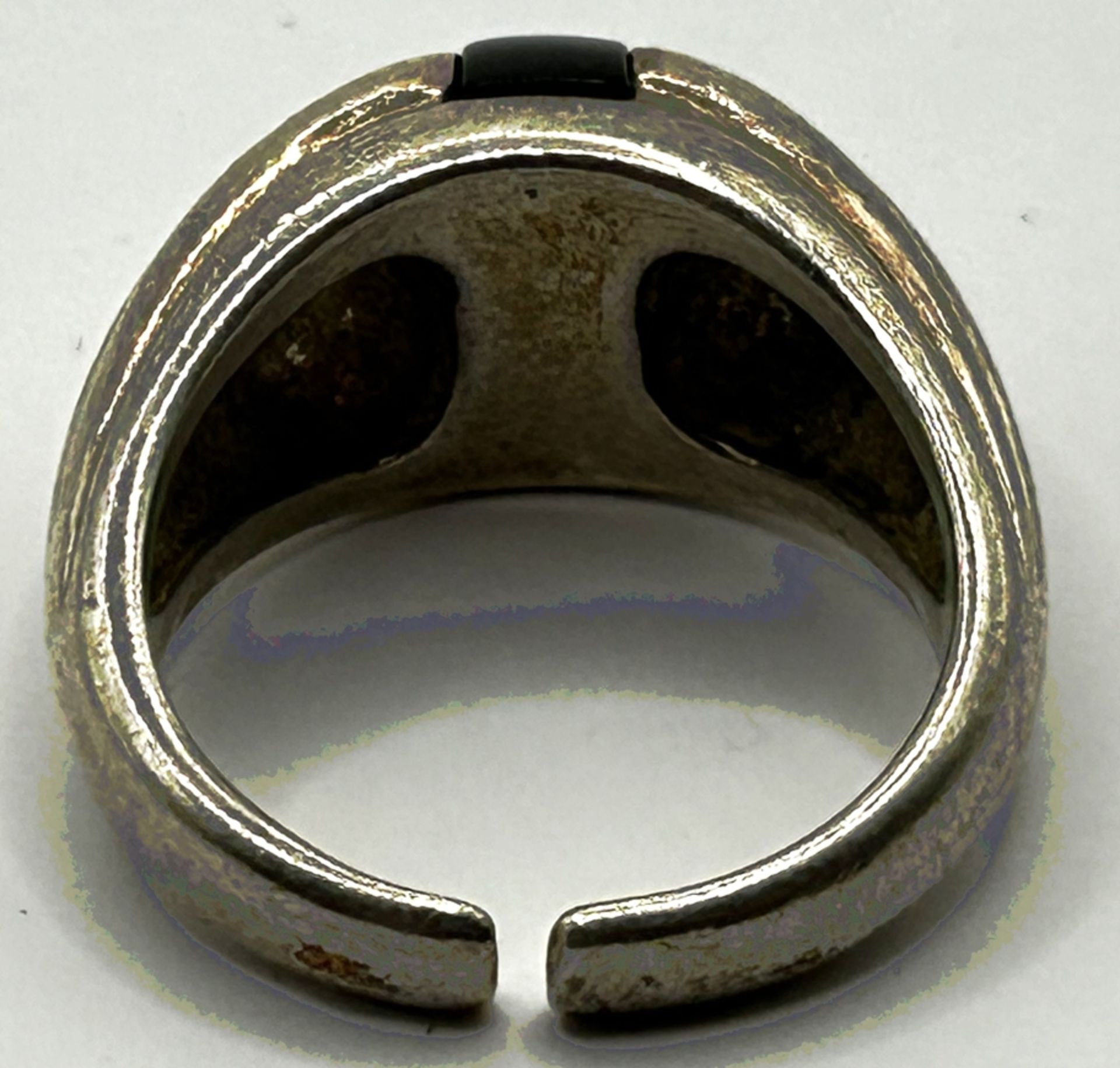 offener Silberring, -925-mittig schwarzer Stein, 11,1 gr. - Bild 6 aus 6