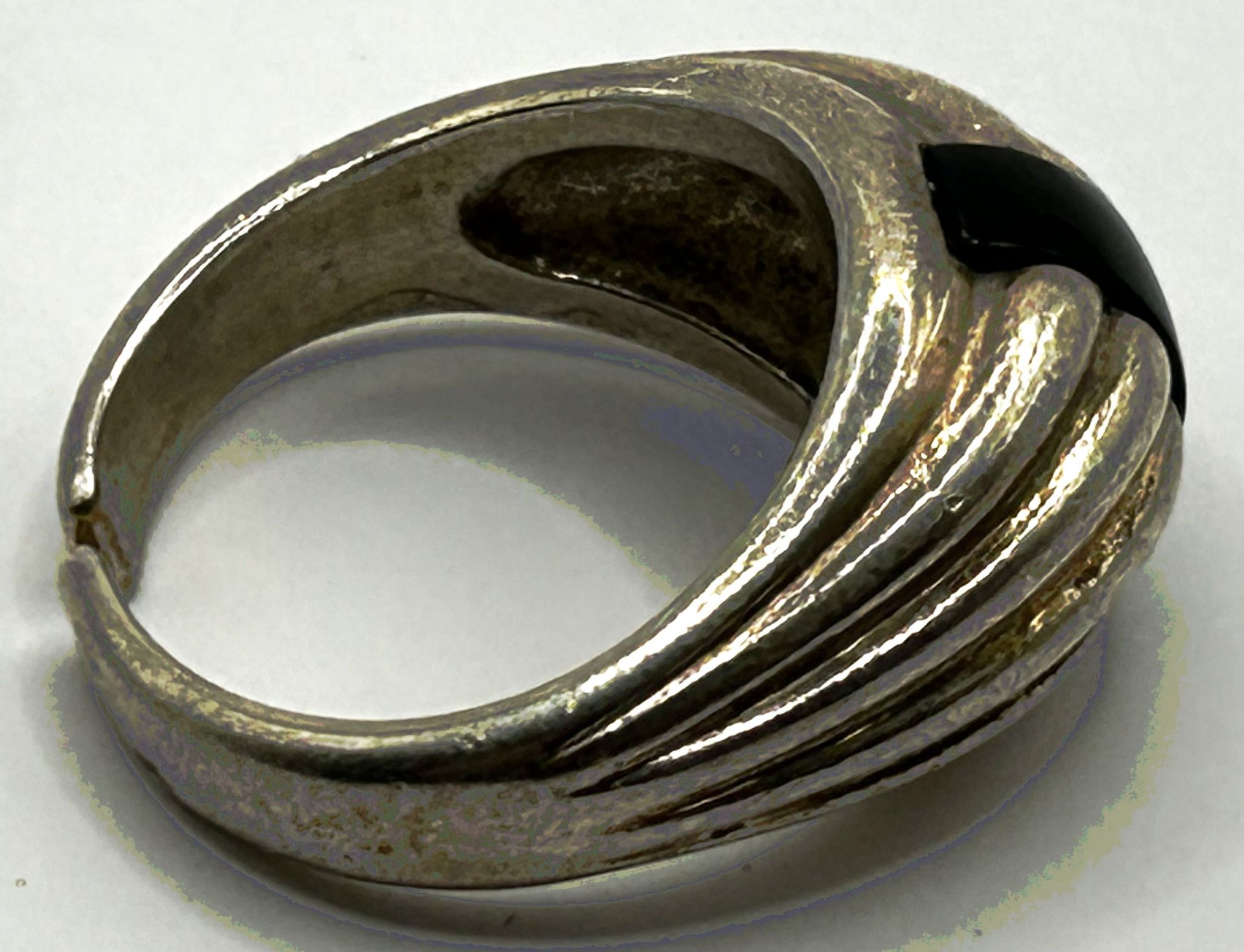 offener Silberring, -925-mittig schwarzer Stein, 11,1 gr. - Bild 5 aus 6