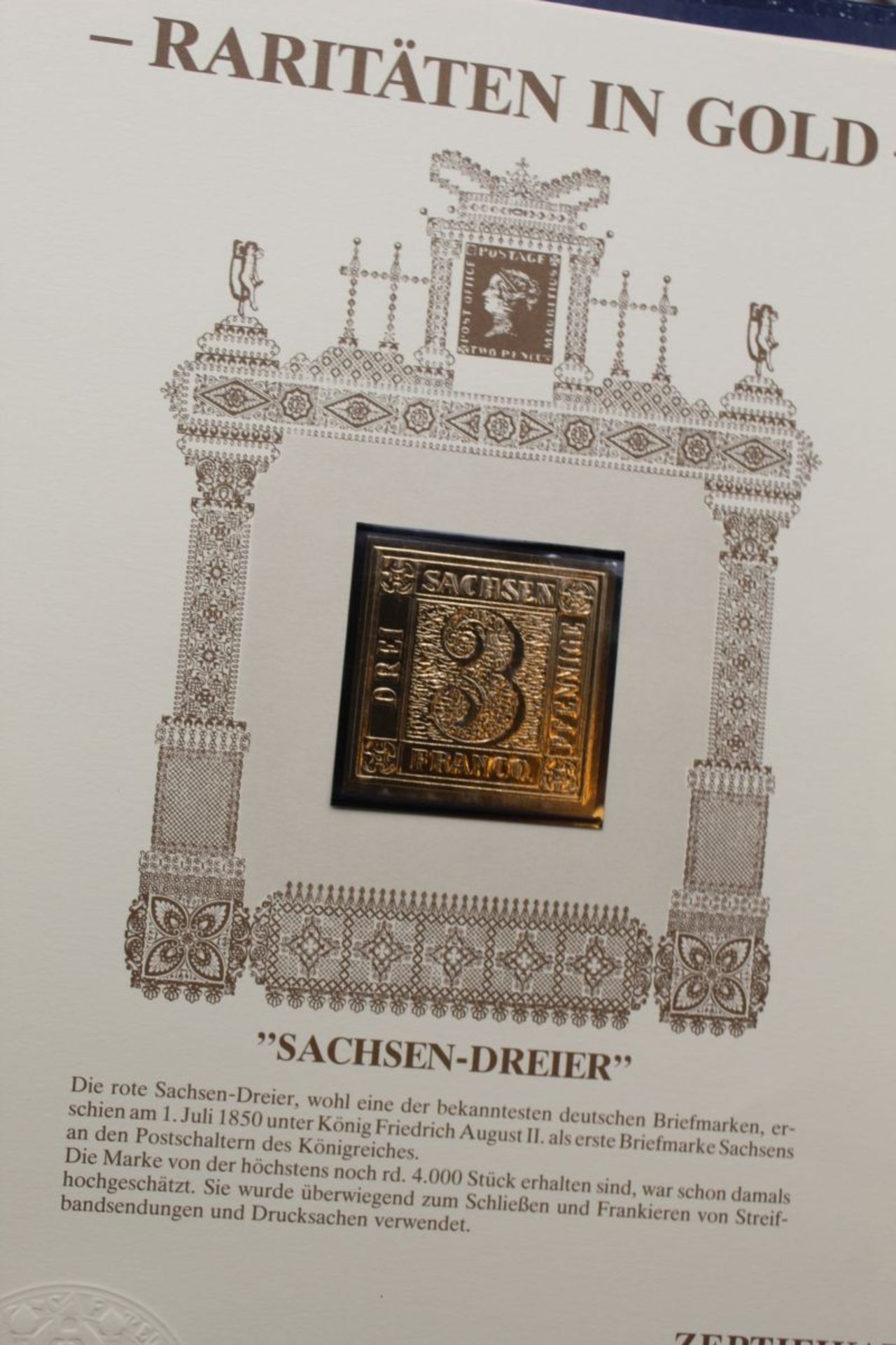 Ordner mit 19 Blättern "Raritäten in Gold" Briefmarken, Feingold-Auflage - Image 6 of 6