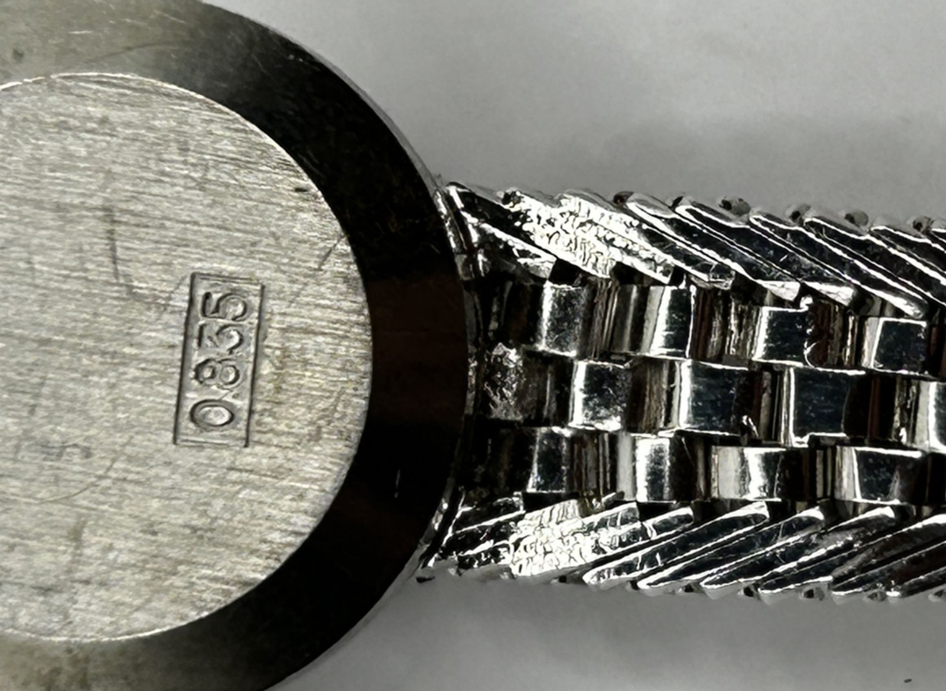 mechan DAU "Amara" Silber-835-, Armband ebenso, mit 6 Saphiren, Werk läuft, zus. 22 gr, L-Band 17 c - Image 5 of 5