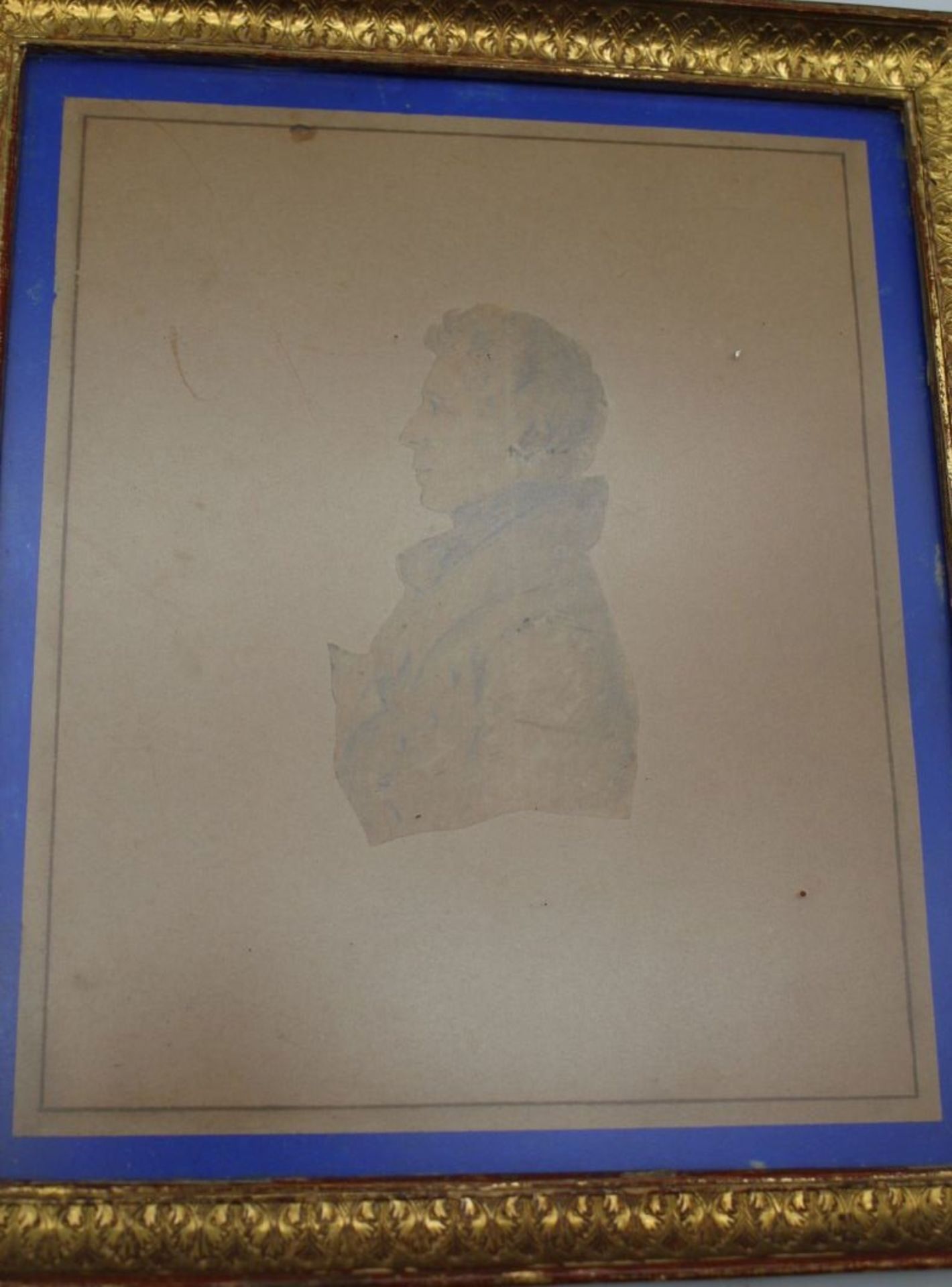 Biedermeier-Seitenportrait eines jungen Mannes, verso beschriftet, ger/Glas, RG 21x19 cm - Image 3 of 4