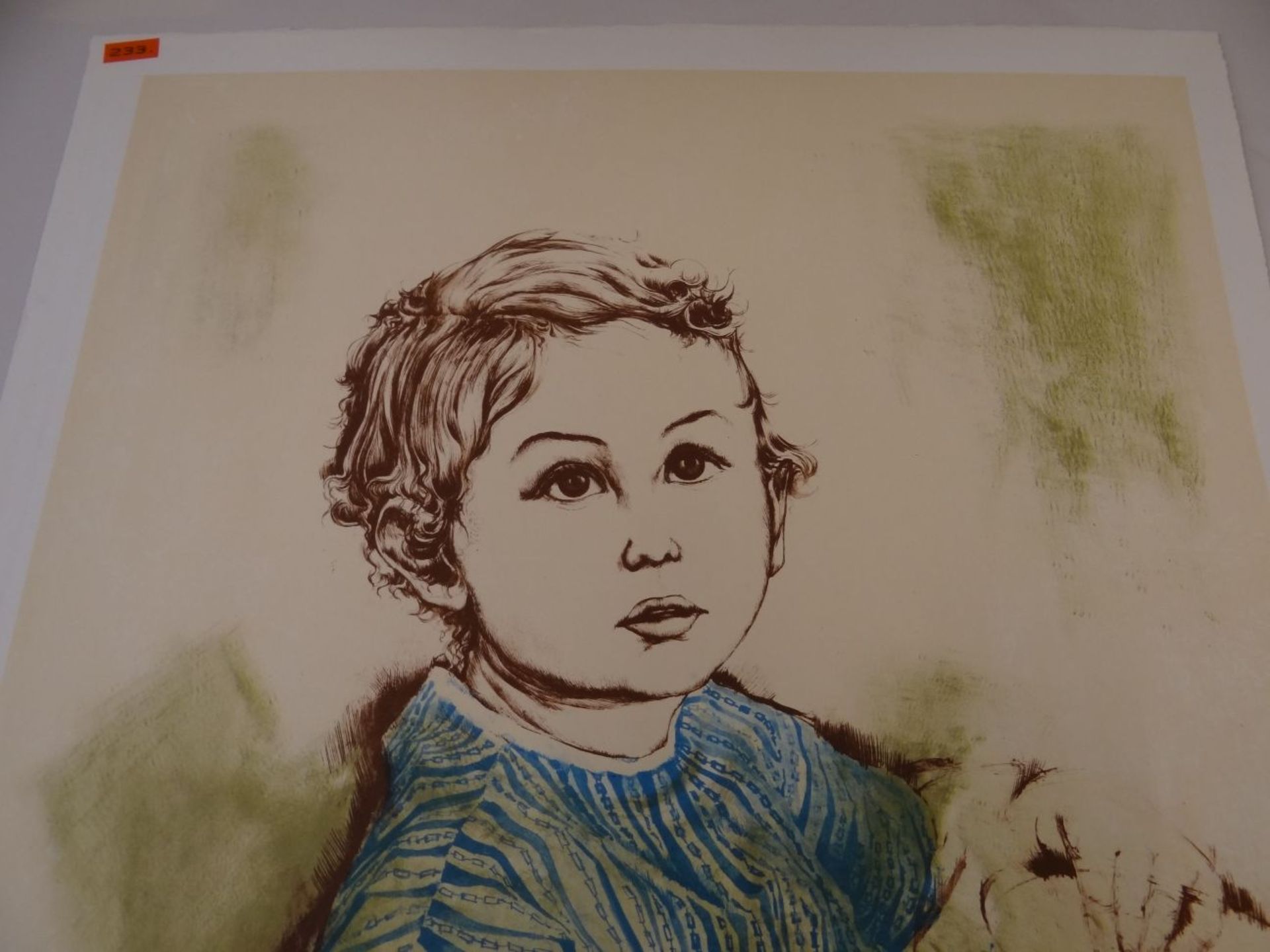 Michele MAINOLI (1927-1991) Kinderportrait, Litho, Widmung für Frau Zürcher, BG 56x45 cm - Image 2 of 4