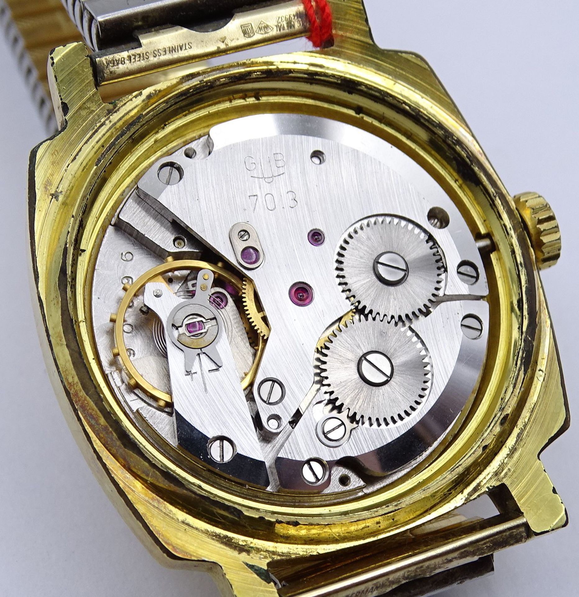 Herren Armbanduhr "Glashütte", Q1, Chronometer,Cal. 70.3 mechanisch, Werk läuft, Gehäuse 35 x 35mm, - Image 7 of 10