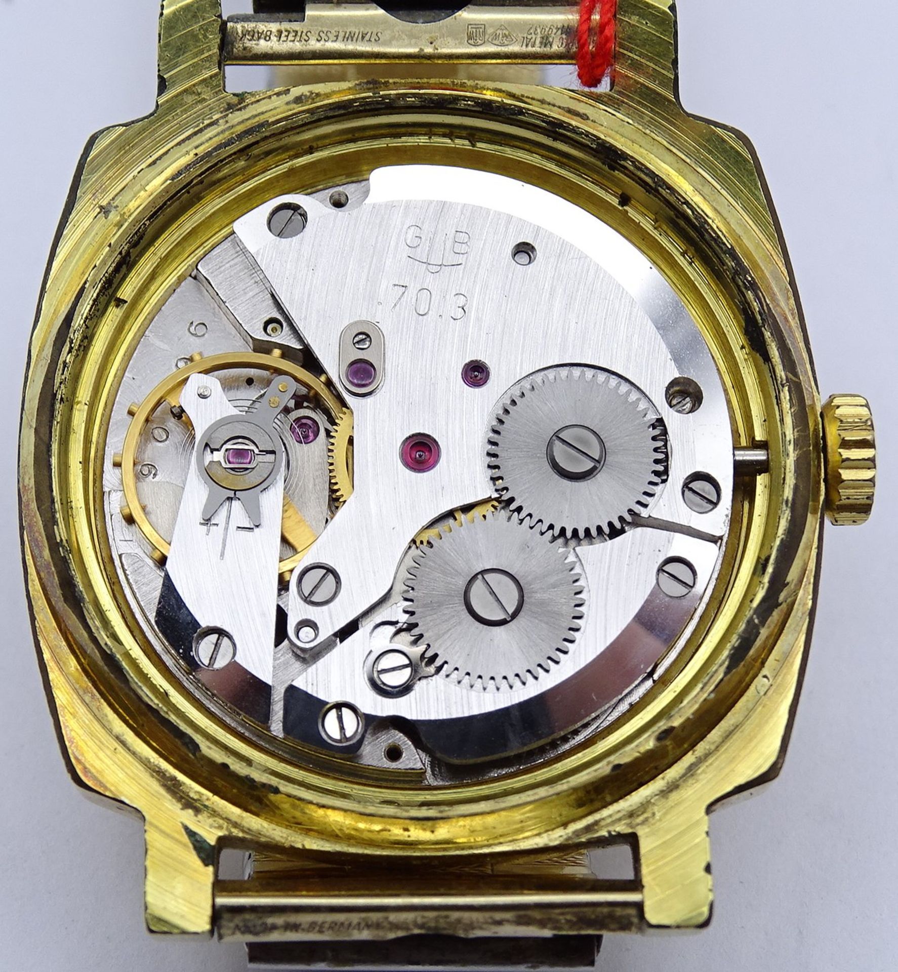 Herren Armbanduhr "Glashütte", Q1, Chronometer,Cal. 70.3 mechanisch, Werk läuft, Gehäuse 35 x 35mm, - Image 6 of 10
