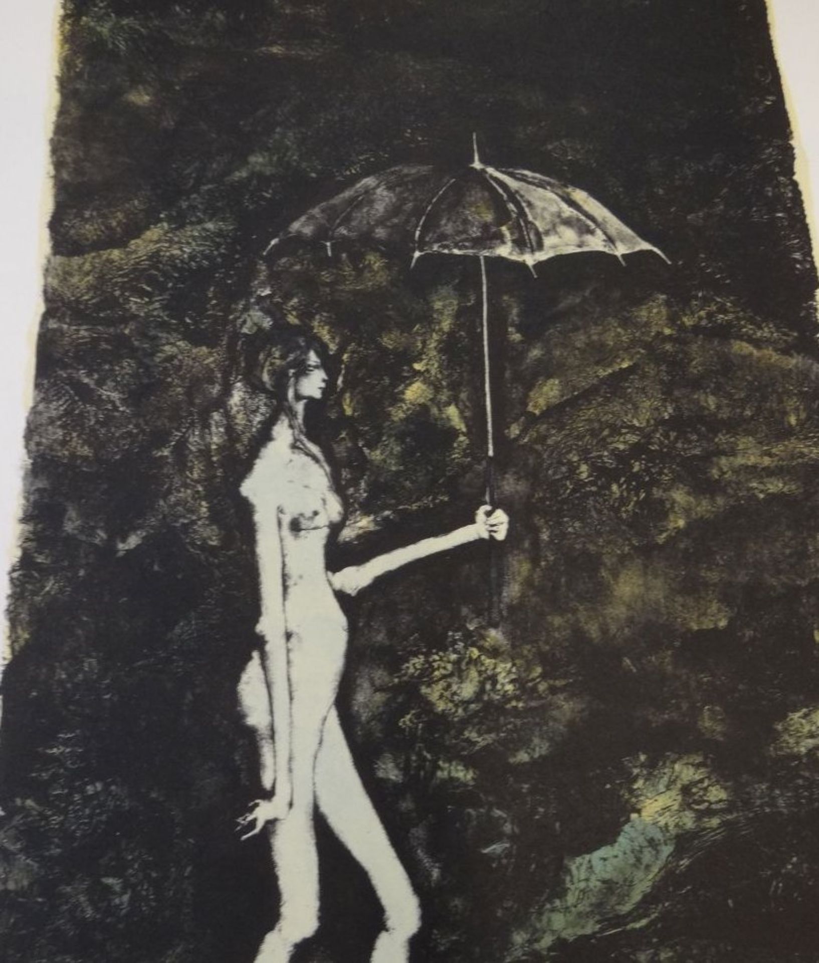 Michele MAINOLI, 1966 (1927-1991) Nackte mit Regenschirm, Litho, BG 56x45 cm - Image 2 of 4