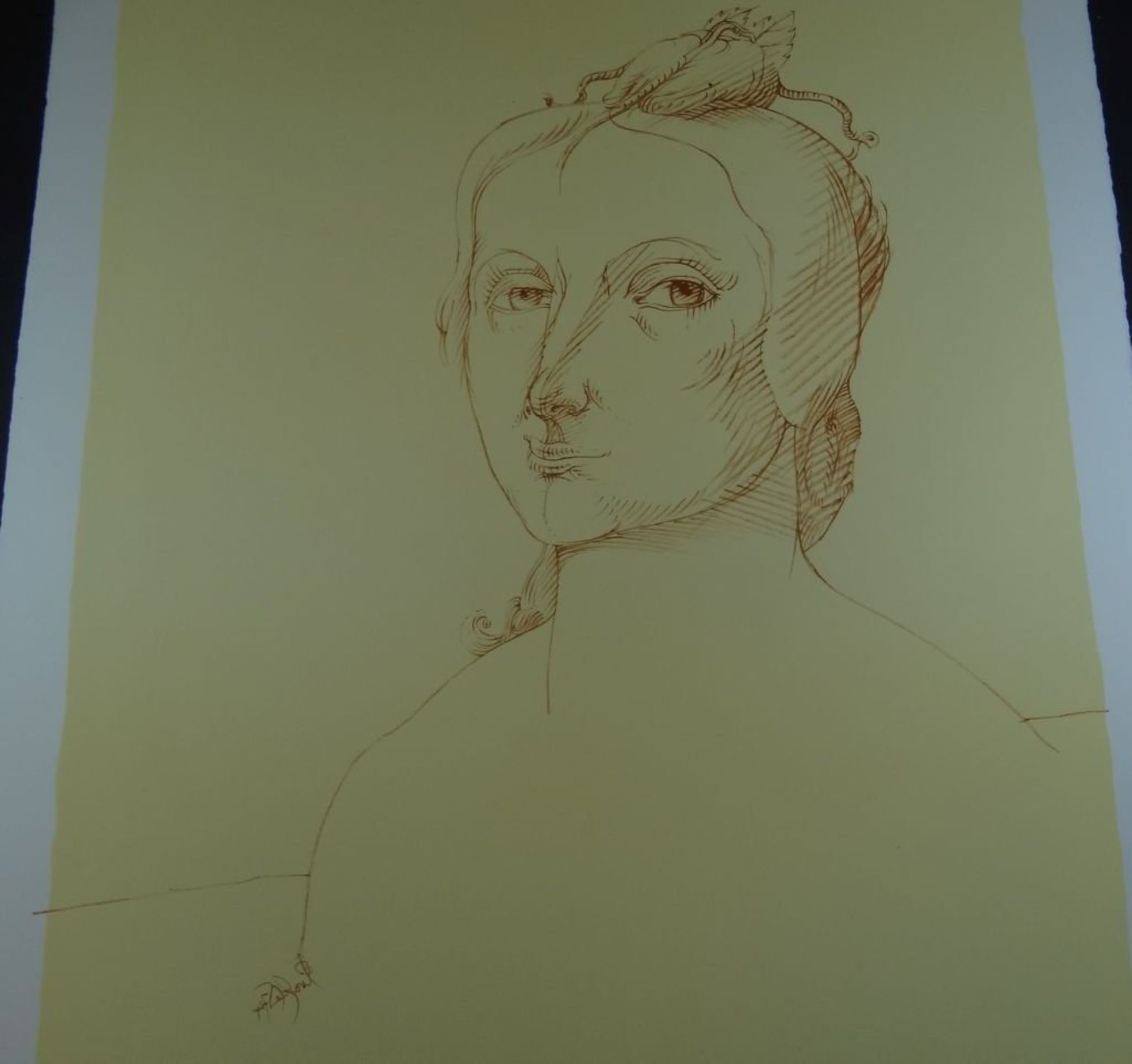 Heinrich RICHTER (1920-2007) 1974 "Frauenportrait" Lithografie, Widmung, BG 63x48 cm - Image 3 of 5