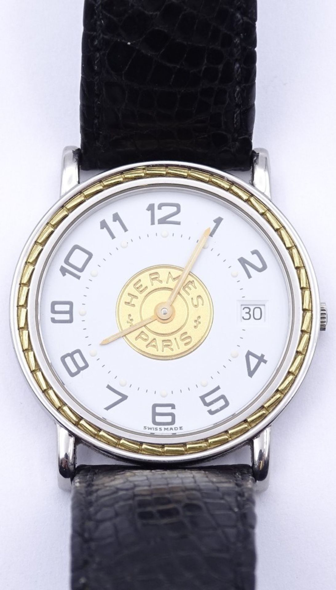 Armbanduhr "Hermes",Paris, Mod.Sellier,Stahl/Gold, Quartzwerk, D-32mm, ETA Werk 955412, Funktion ni - Image 2 of 6