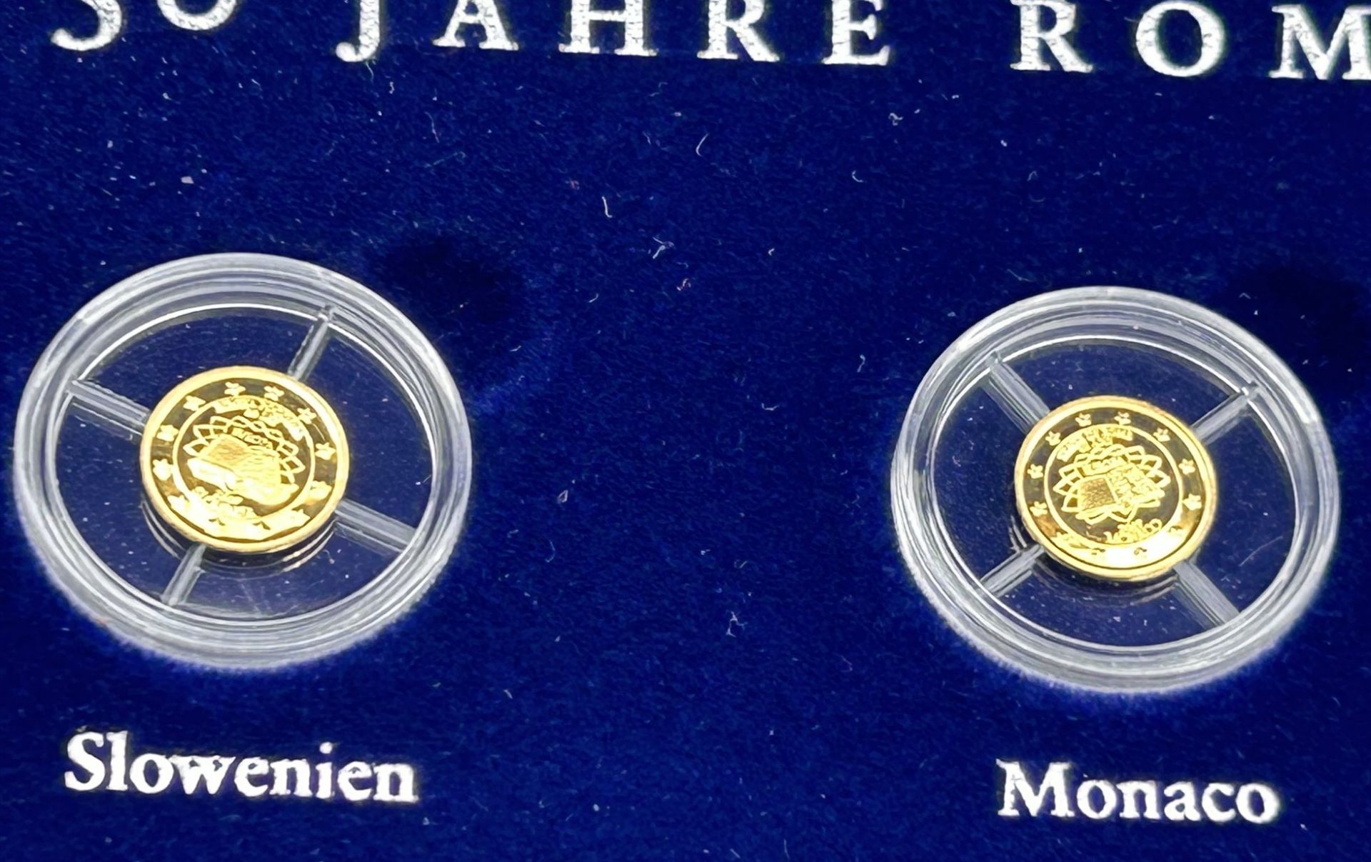 4 Goldmünzen , 50 Jahre römische Verträge, in 1000 Auflage, mit Zertifikat, je 0,5 gr., Gold-999 - Bild 2 aus 4