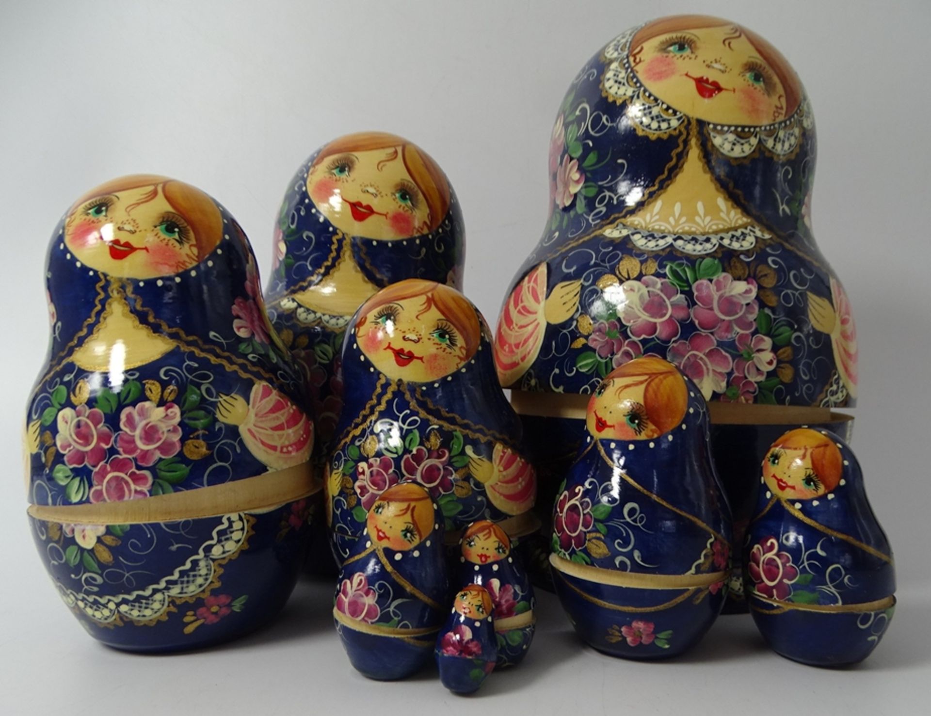 Russische Babuschka mit 9 Puppen, Lackarbeit, H-18 cm - Bild 3 aus 5