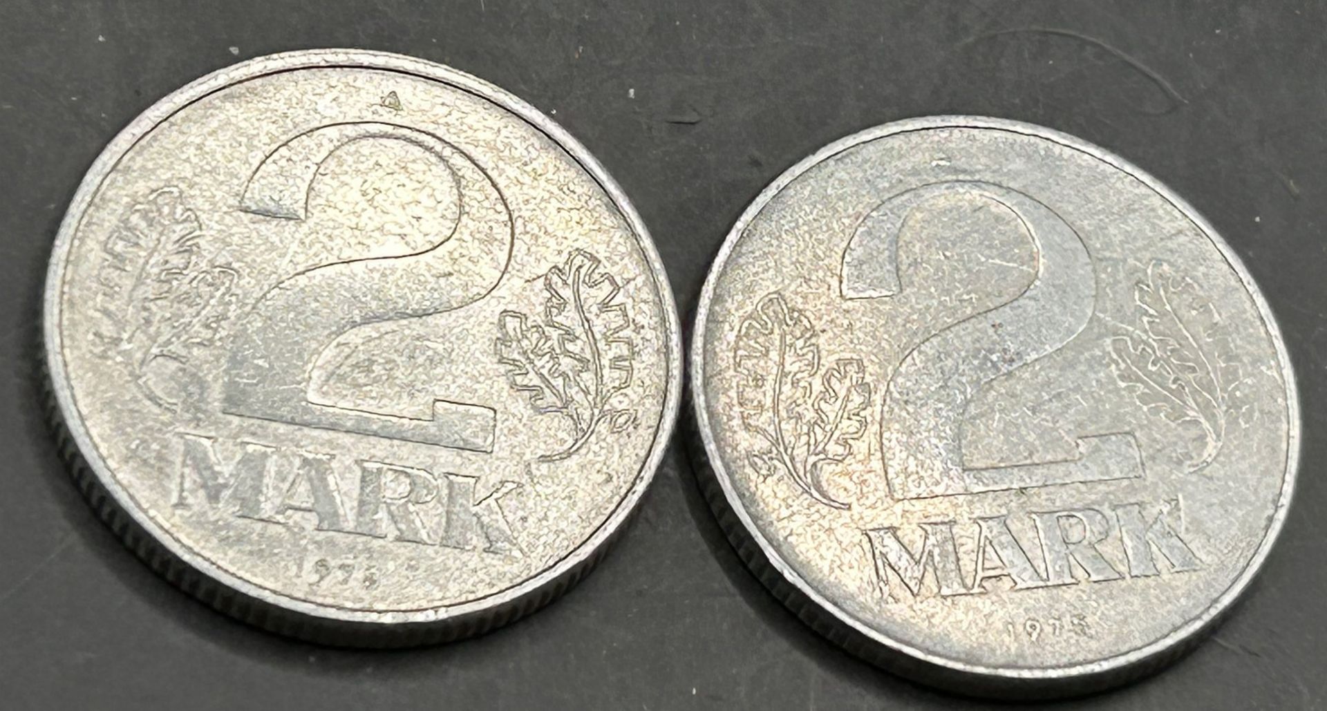 2x 2 Mark DDR, Aluminium, 1975 und 19780 - Bild 2 aus 3