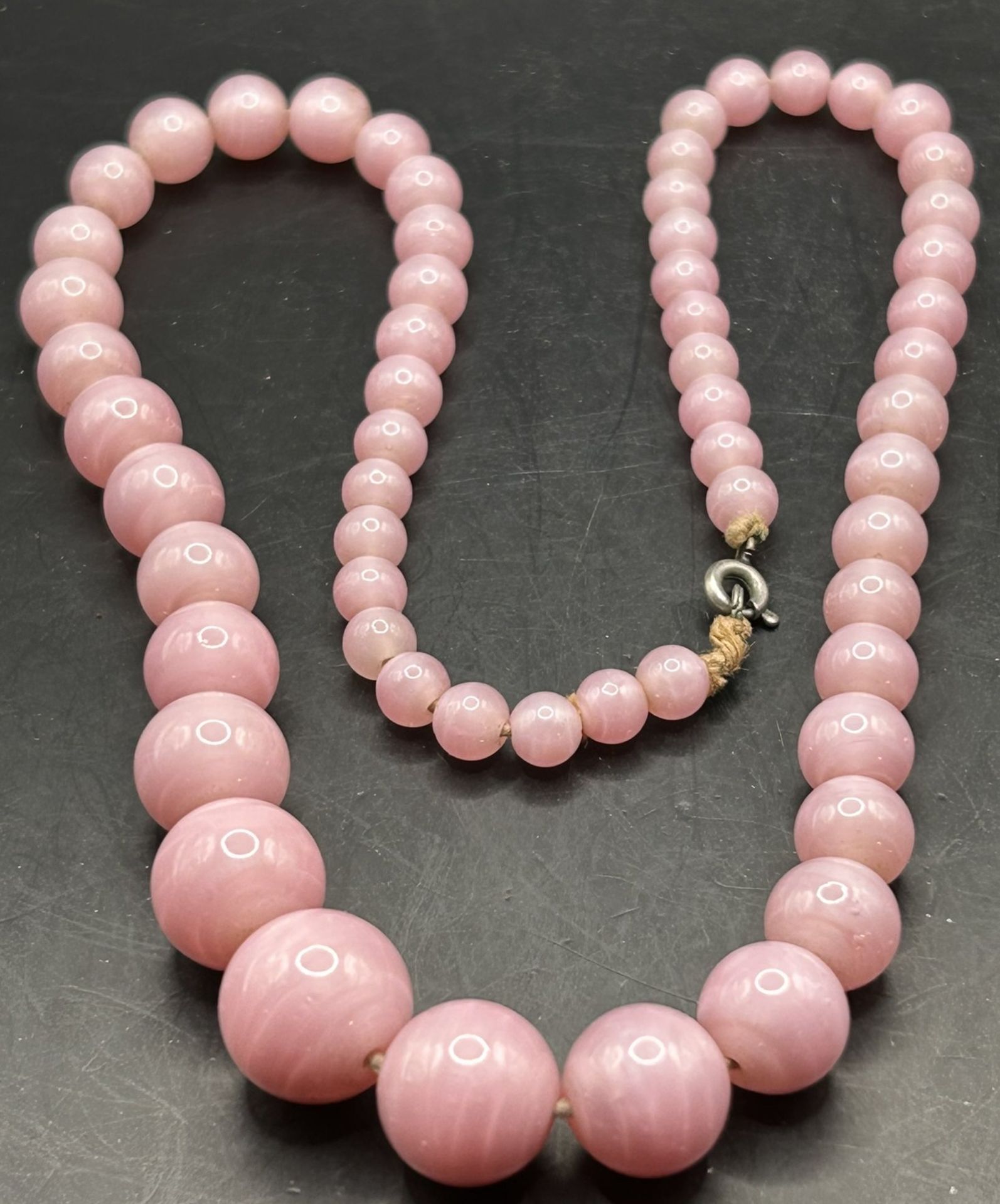 Rosenquartz Perlenkette, verlaufend, L-ca. 46 cm - Bild 2 aus 2