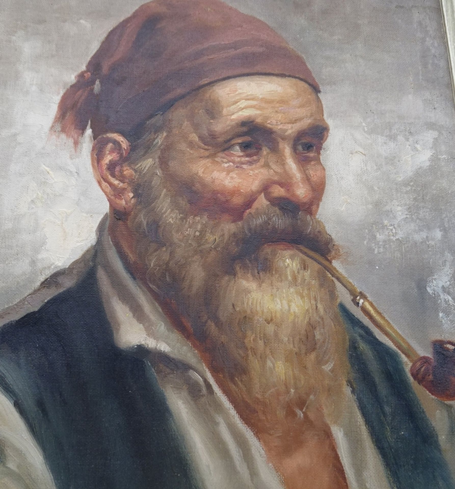 Roberto FIGERIO (XIX) "bärtiger Italiener mit Pfeife", ÖlLeinen, gerahmt, RG 55x47 cm - Bild 5 aus 6