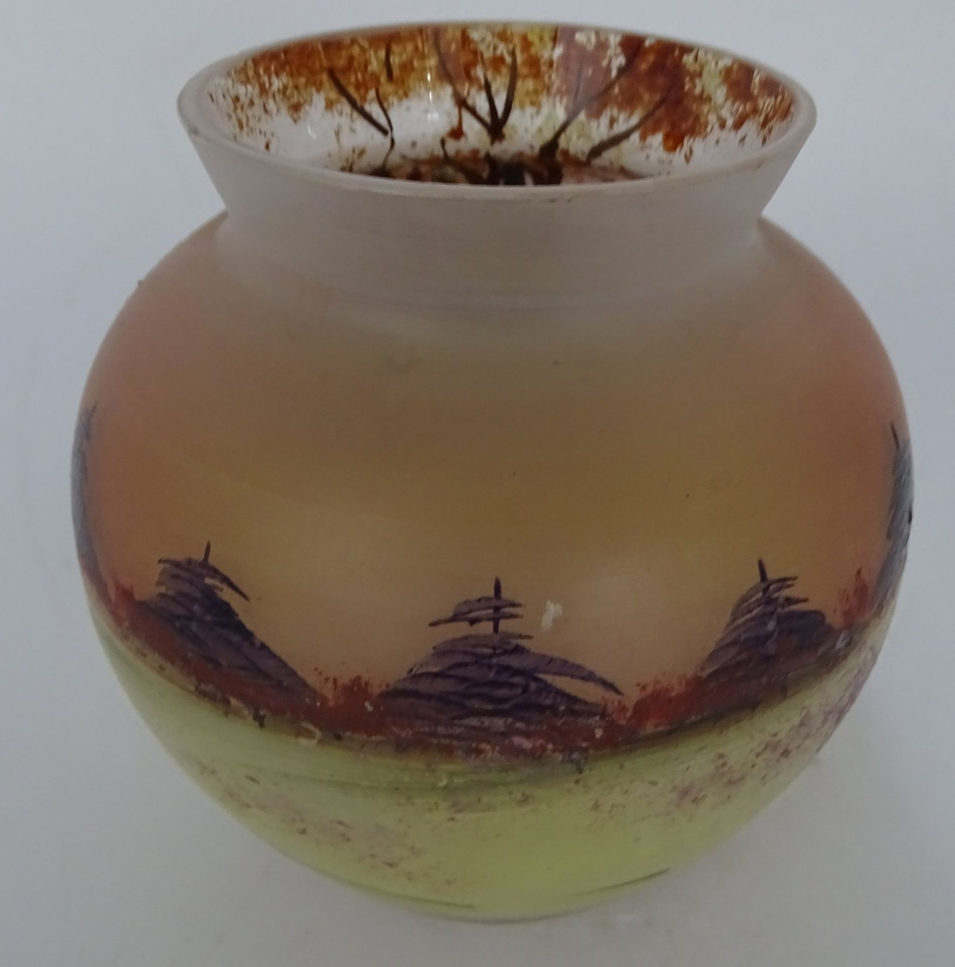 Kunstglasvase, bemalt mit Bäumen, H-10 cm, D-10 cm - Bild 3 aus 5