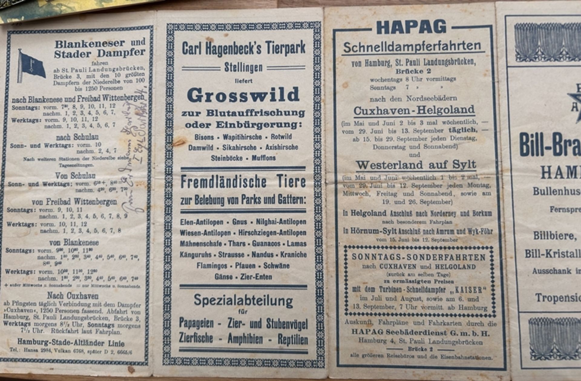 Plan von Carl Hagenbeck Tiergarten, Stellingen. Faltplan um 1910?, etwas fleckig, 21x10 cm - Bild 8 aus 9