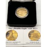 Goldmünze 20 Dollar 1933-Neuprägung, Gold-585-,9,76 gr., mit Zertifikat, D-29 mm