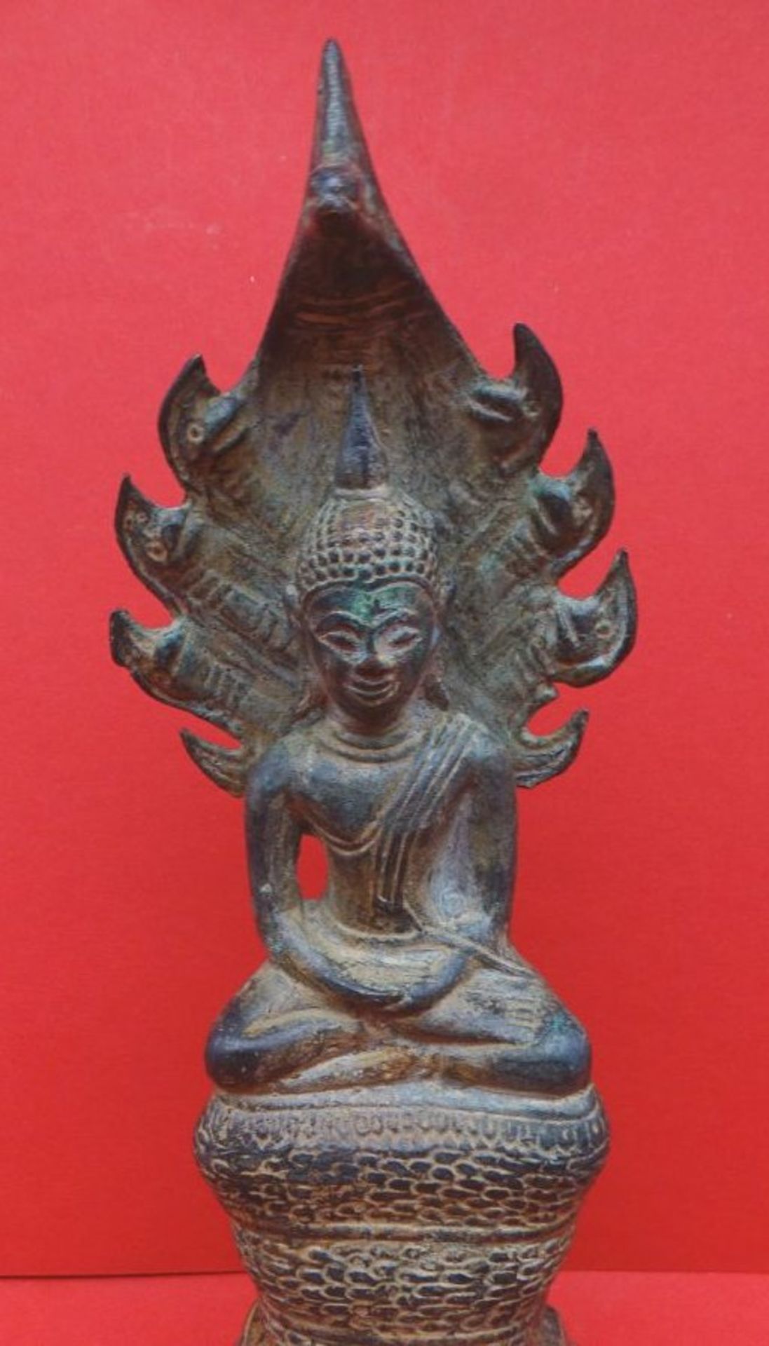 Bronze, thronende Gottheit, älter, H-22 cm - Bild 2 aus 5