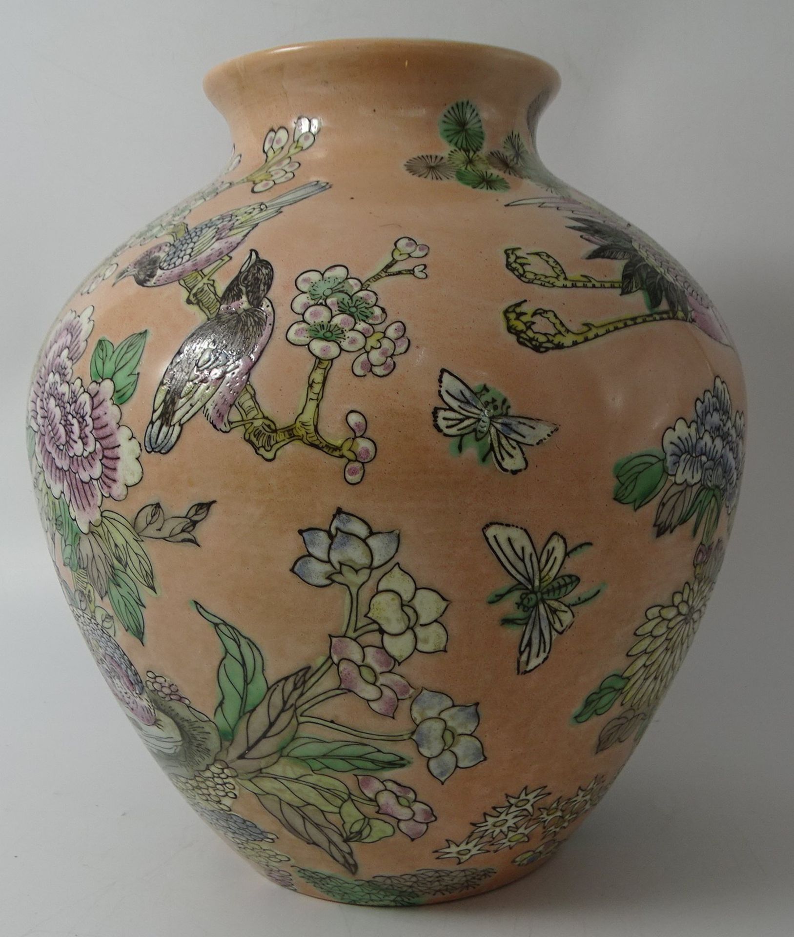 gr. bauchige China Vase, Hong Kong, H-26 cm, D-23 cm - Bild 3 aus 5