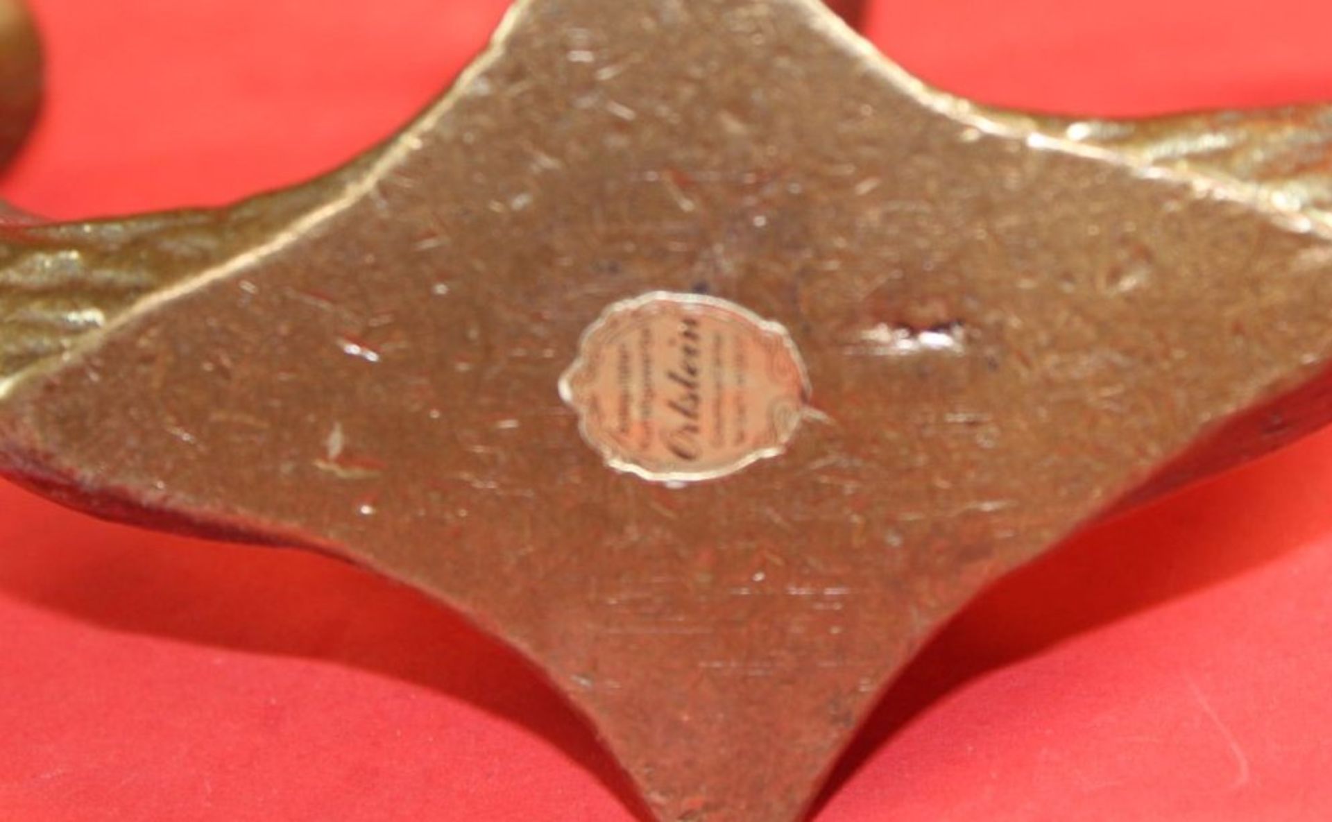 schwerer, dreiflammiger Bronze-Leuchter von "Gilde", H-18 cm, B-23 cm - Image 4 of 4