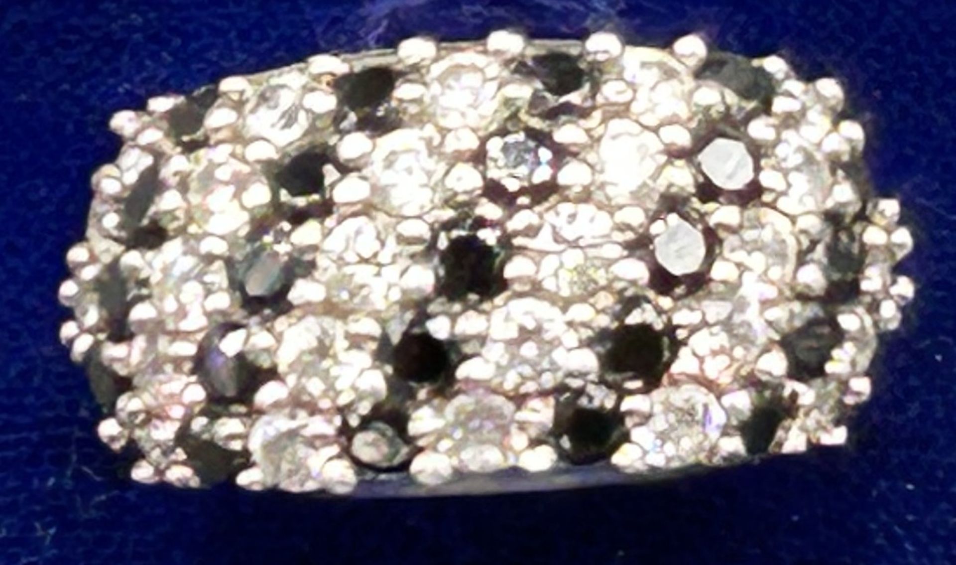 Silberring mit schwarzen und klaren Steinen, -925-, RG 58, 7,2 gr - Bild 2 aus 5