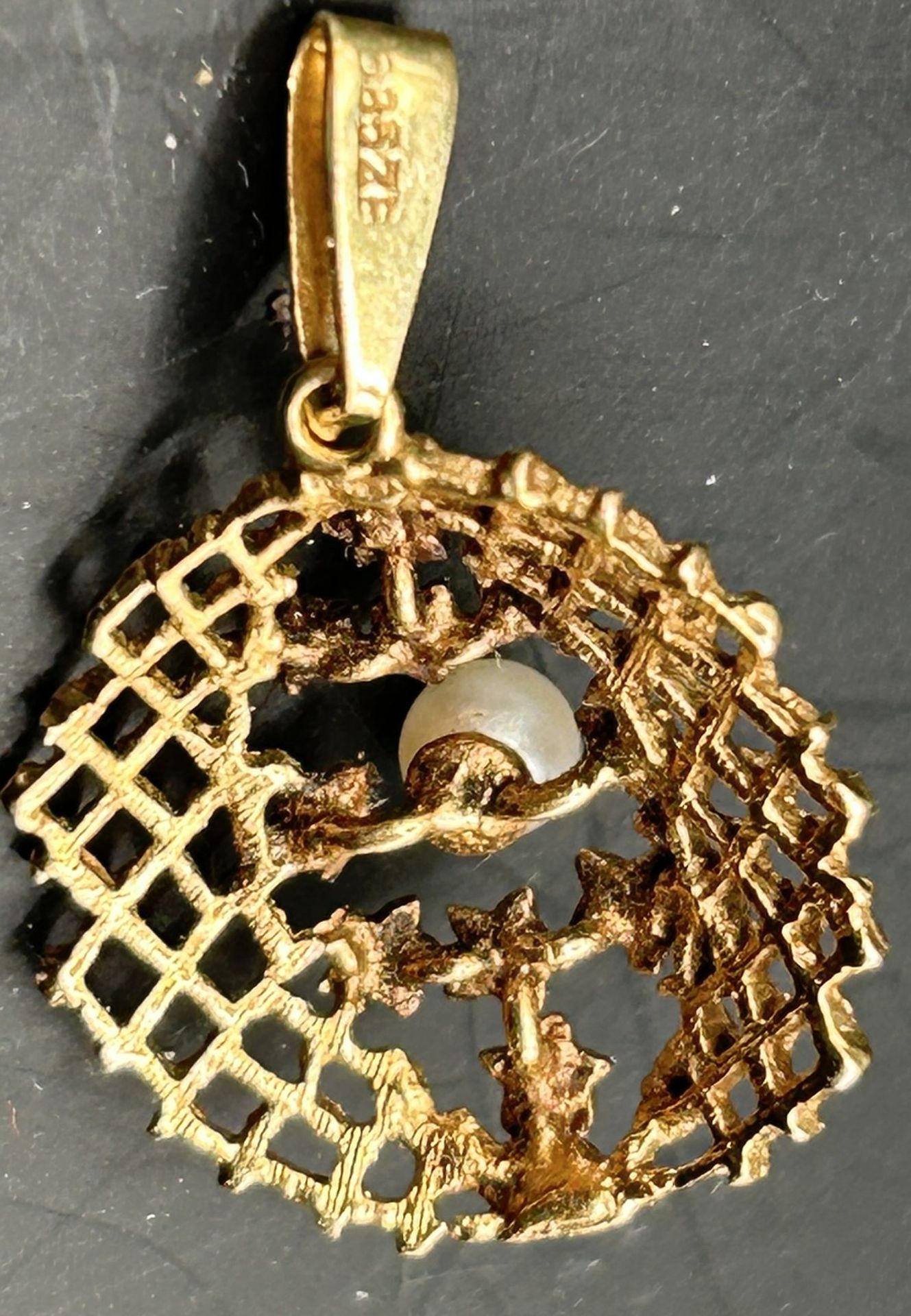 Goldanhänger-585- mit Perle, L-3 cm, 2,6 gr. - Bild 3 aus 3