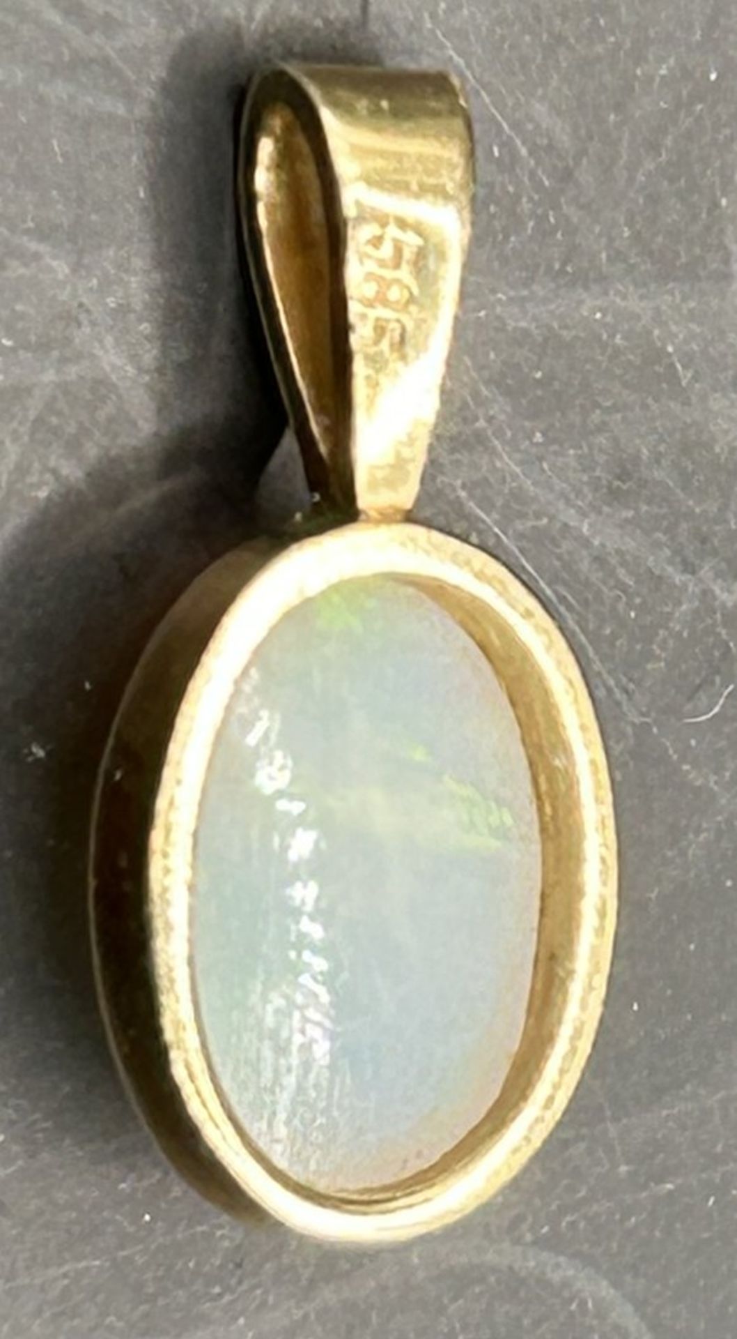 kl. Goldanhänger-585- mit Opal, 1,2 gr., L-1,9 cm - Image 3 of 4