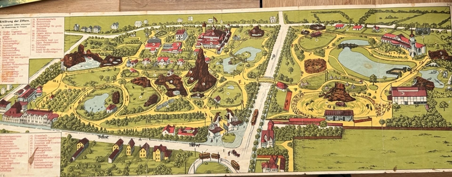 Plan von Carl Hagenbeck Tiergarten, Stellingen. Faltplan um 1910?, etwas fleckig, 21x10 cm - Bild 3 aus 9