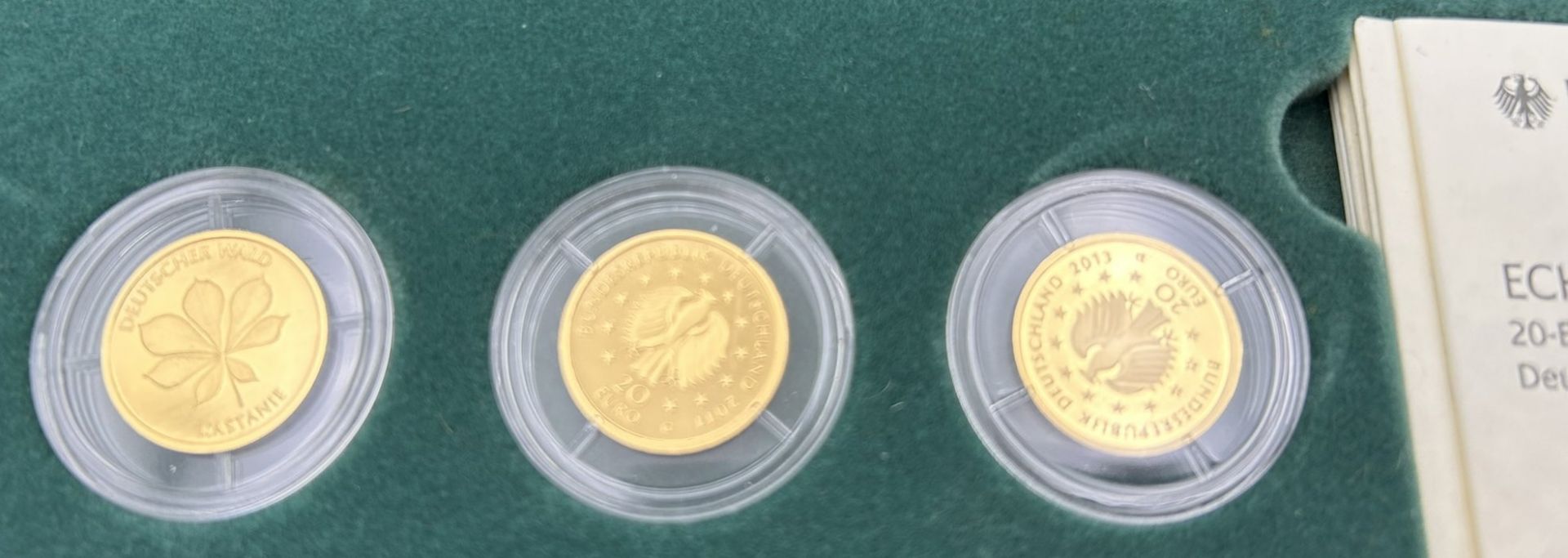 5x  20 Euro  Goldmünzen-999-, Serie der Deutsche Wald, je 3,89 gr. (1/8 Unze) in 2000 Auflage, zus. - Bild 3 aus 8