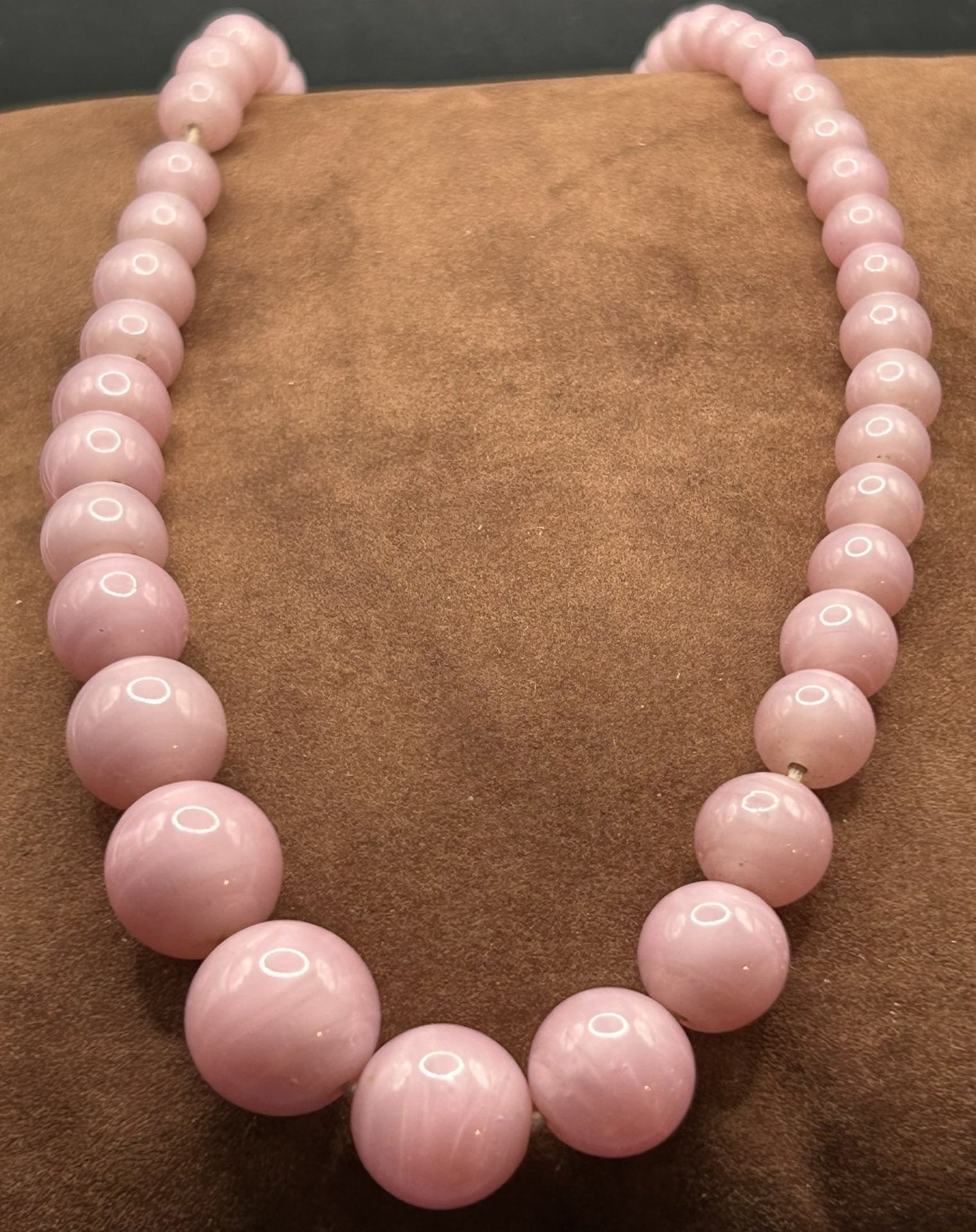 Rosenquartz Perlenkette, verlaufend, L-ca. 46 cm