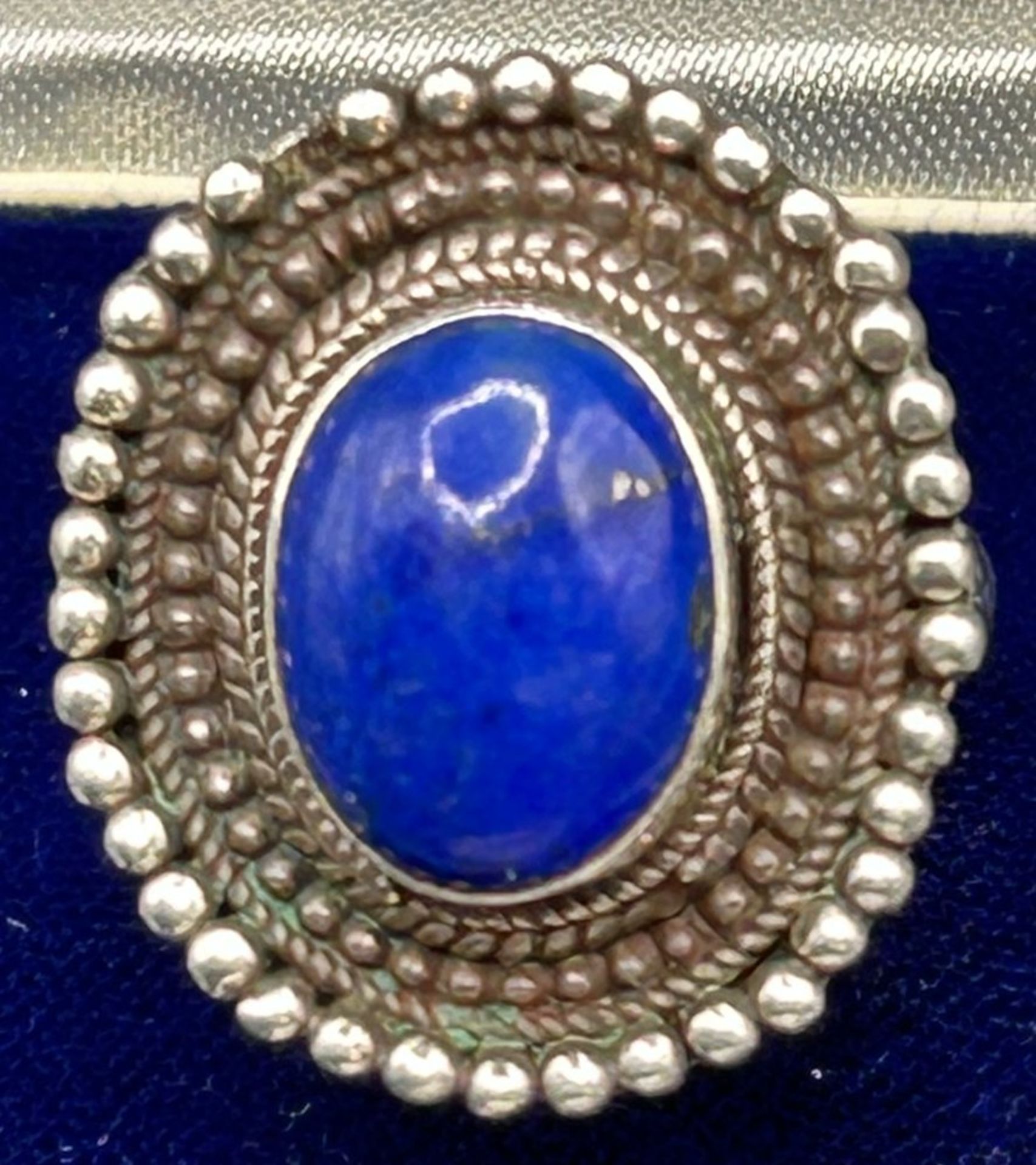 Silberring mit blauen Cabouchon RG 55, 9 gr.