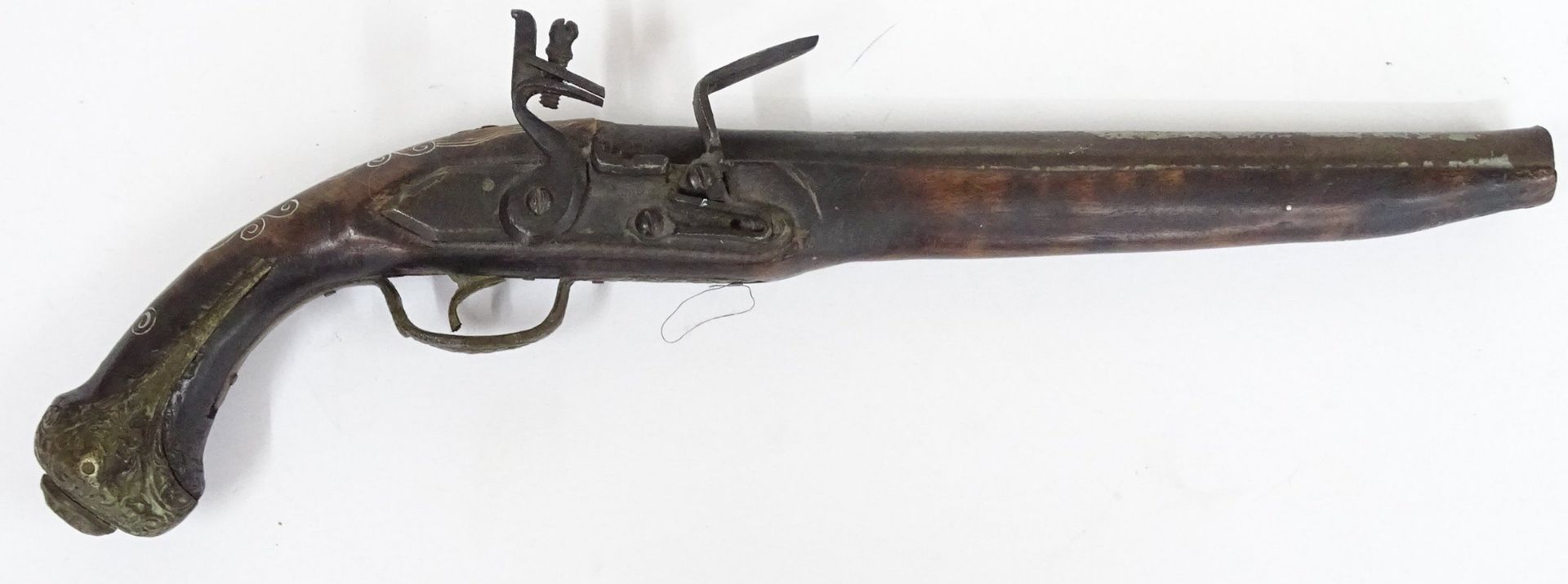 Steinschlloss-Pistole, wohl Deko. L-44 cm - Bild 2 aus 8