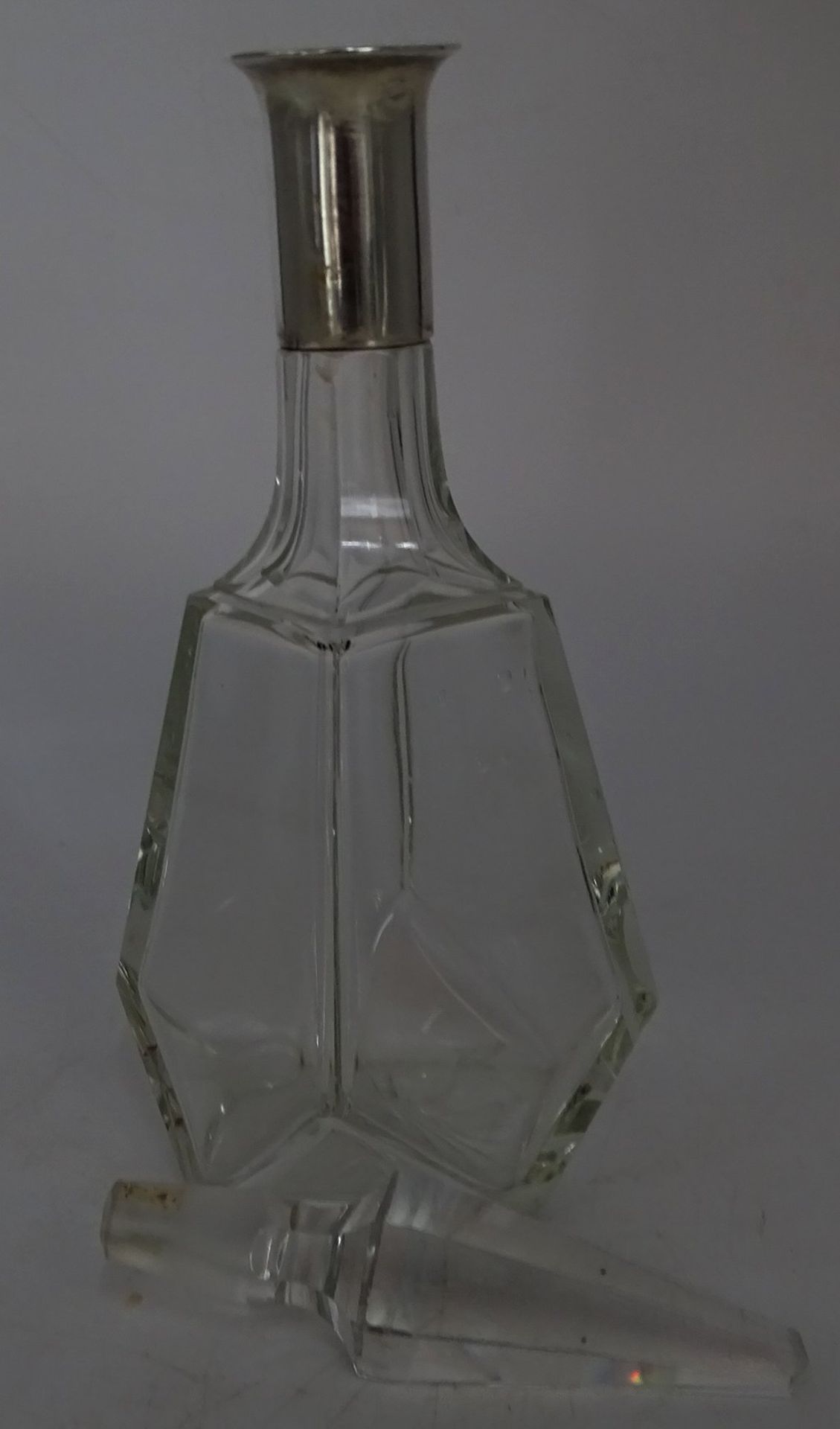kl. Kristallkaraffe mit Silberhals,-925-, H-25 vm - Bild 2 aus 5