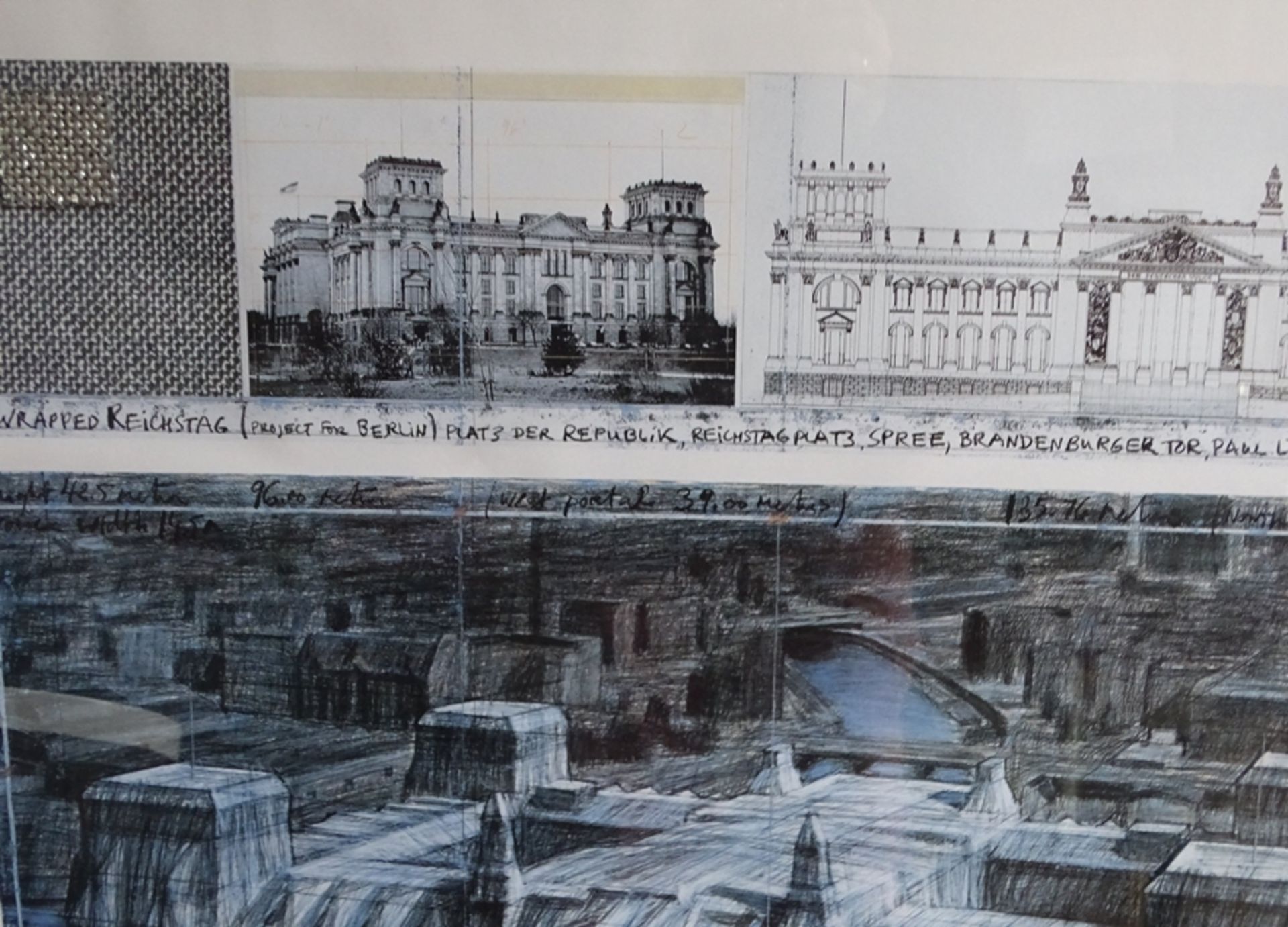 CHRISTO (1935-2020)  "Wrapped Reichstag" grosse signierte Lithografie, ger/Glas, RG 72x81 cm - Bild 2 aus 4