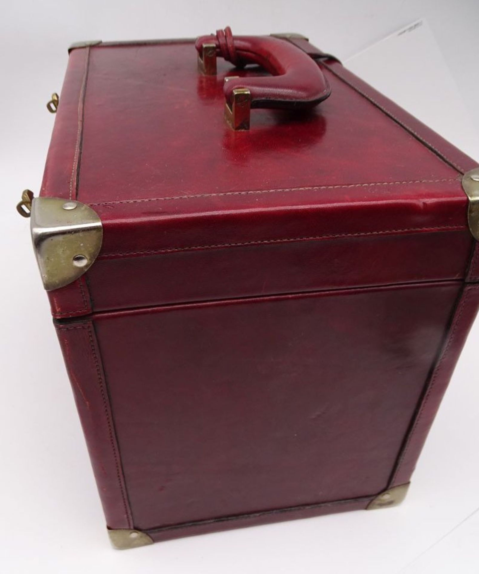 AIGNER Leder Kosmetikkoffer Schmuckkoffer absperrbar Leder rot, Beauty Case, guter Zustand, H-24 cm - Image 6 of 7