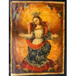 Victor Navarro, christl. Motiv Madonna mit Kreuzen, Öl/Leinen, wohl 19.Jhd?, ca. 73x52 cm