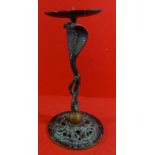 Bronze Kobra als Kerzenhalter, H-26 cm, patiniert