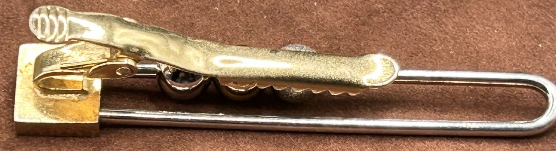 Krawattenklammer, Silber-925- mit 3 beweglichen Kugel, Klamme Metall, L-6,2 cm, 10,2 gr - Bild 4 aus 4