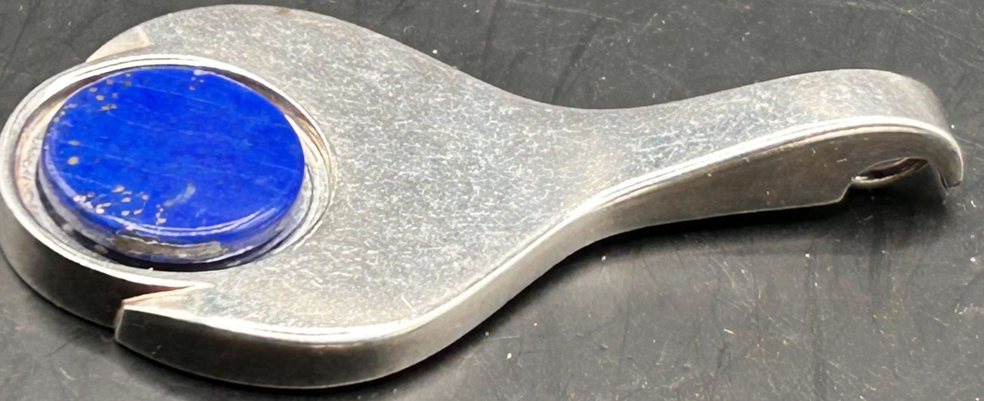 schwerer, grosser Anhänger, Silber.835., blaue Platte, H-6 cm, 16,1 gr. - Bild 2 aus 5