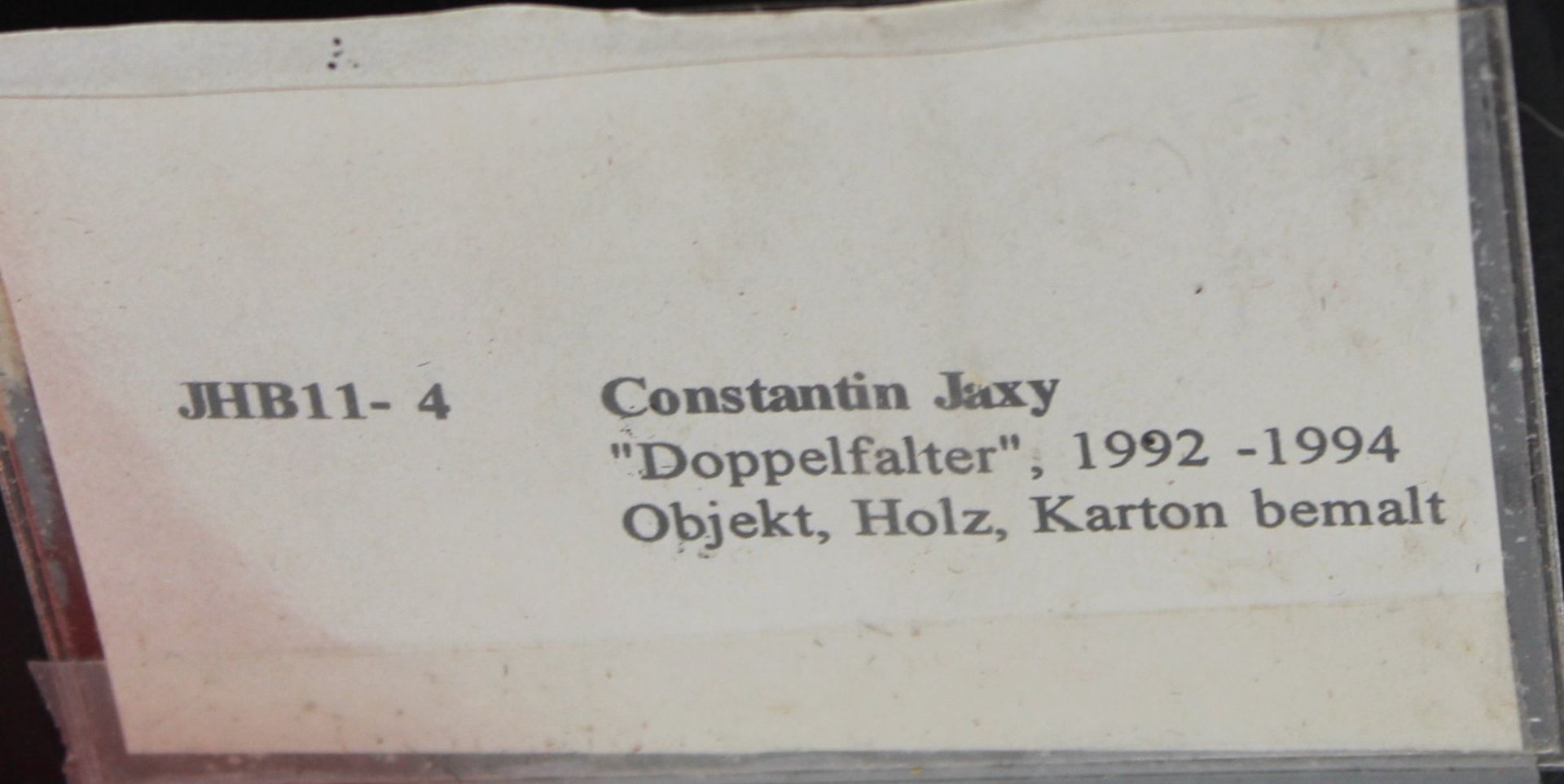 Constantin JAXY (1956) Objekt "Doppelfalter" in Schaukasten, 1992-94, ca. 48x48 cm, T-16 cm - Image 4 of 4