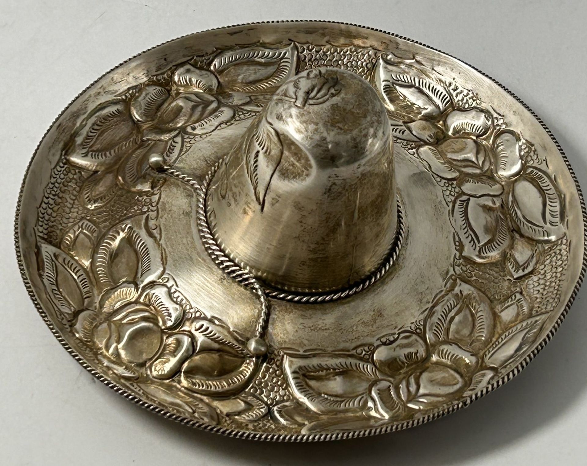 Silber-925- Sombrero, Handarbeit Mexico,122 gr., D-16 cm, H-7 cm - Bild 2 aus 5