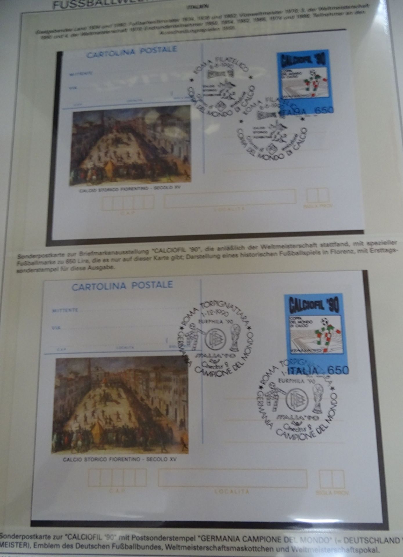 4x lomplette Linbder Ordner  "Italia 90" Briefmarkenalbum zur Fussball- Weltmeisterschaft, official - Bild 11 aus 13