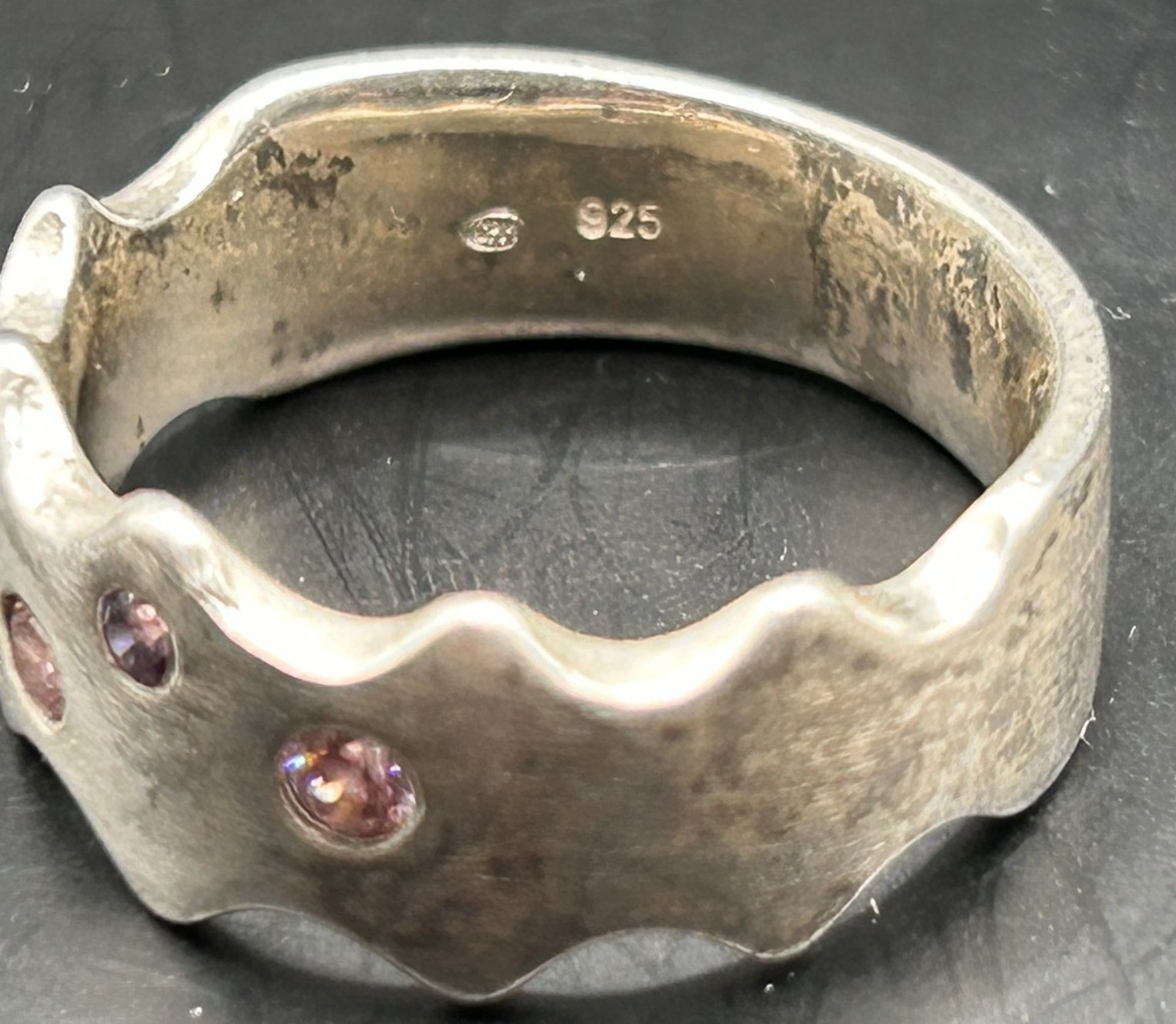 Silberring-925- mit 4 pinken Steinen, RG 56, 6,4 gr - Bild 6 aus 6