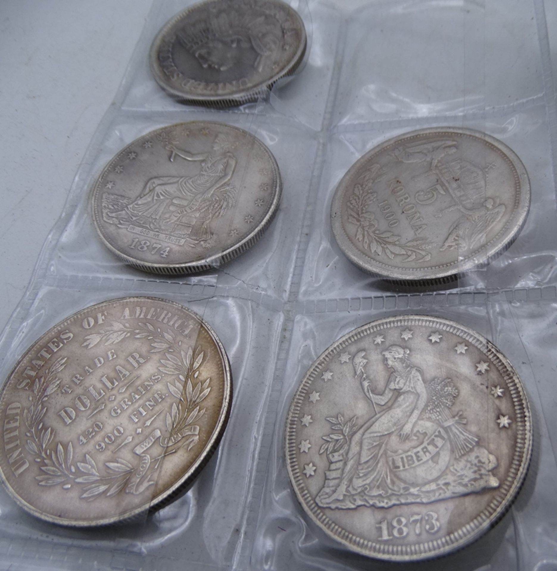 11x alte Silbermünzen-Kopien, Dollar, Rubel, Gulden, keines ist aus Silber, alle Fakes und versilbe - Bild 3 aus 8