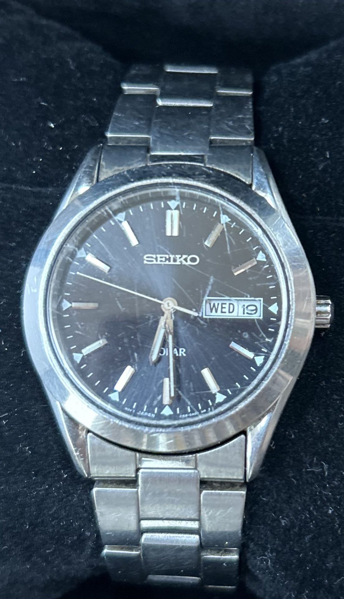 Solar Uhr "Seiko" in orig. Karton, Nr. 344739, V-1580AB0, guter Zustand, orig. Stahlband, Werk läu - Image 2 of 5